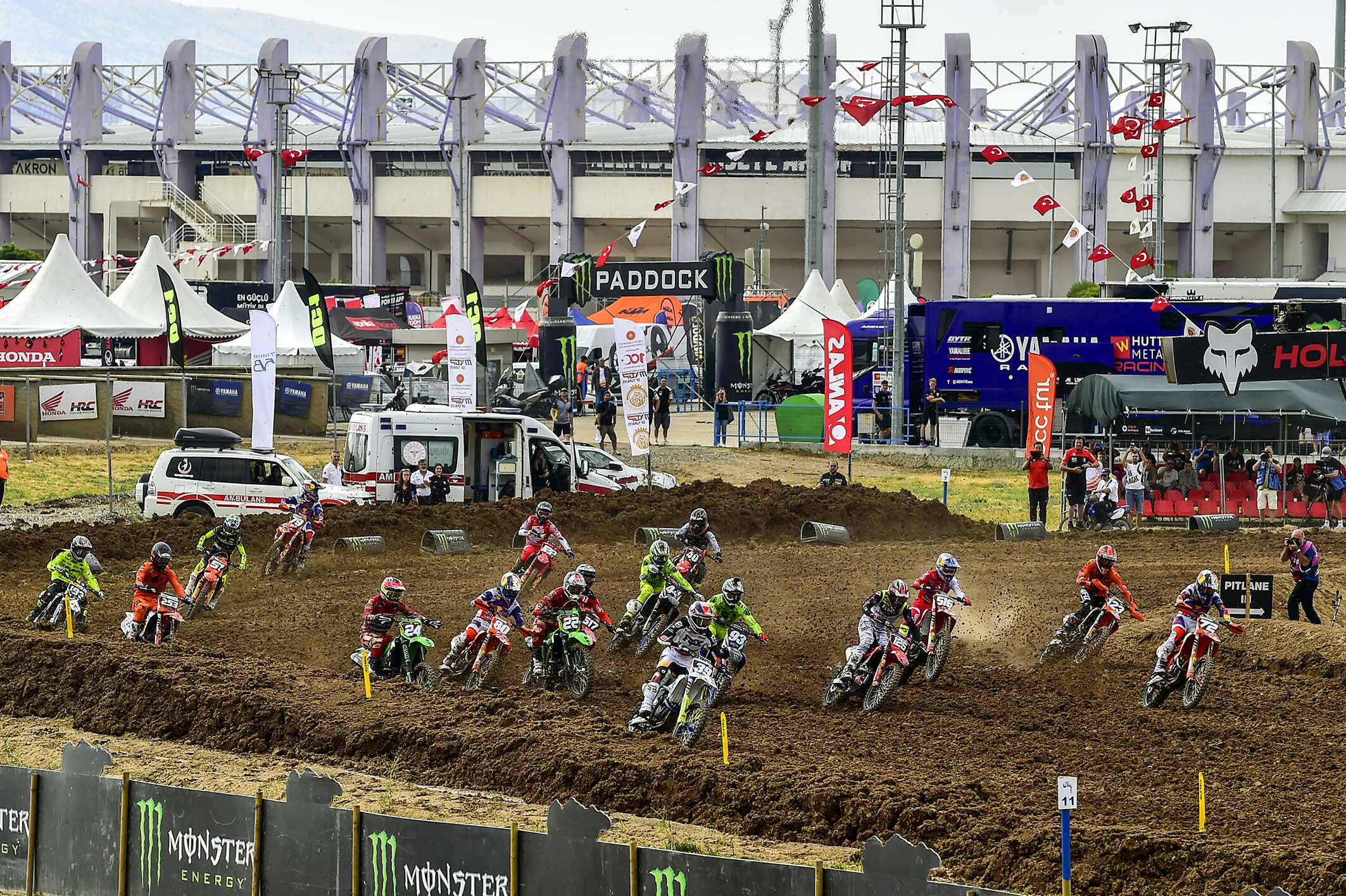 An MX2 start. Liam Everts (72) had his ups and downs during the day, but it was far better than his Red Bull KTM teammate and points leader Andrea Adamo, who suffered a costly early crash in Moto 1. Everts is second in points and has the gap cut down from 72 to 48.