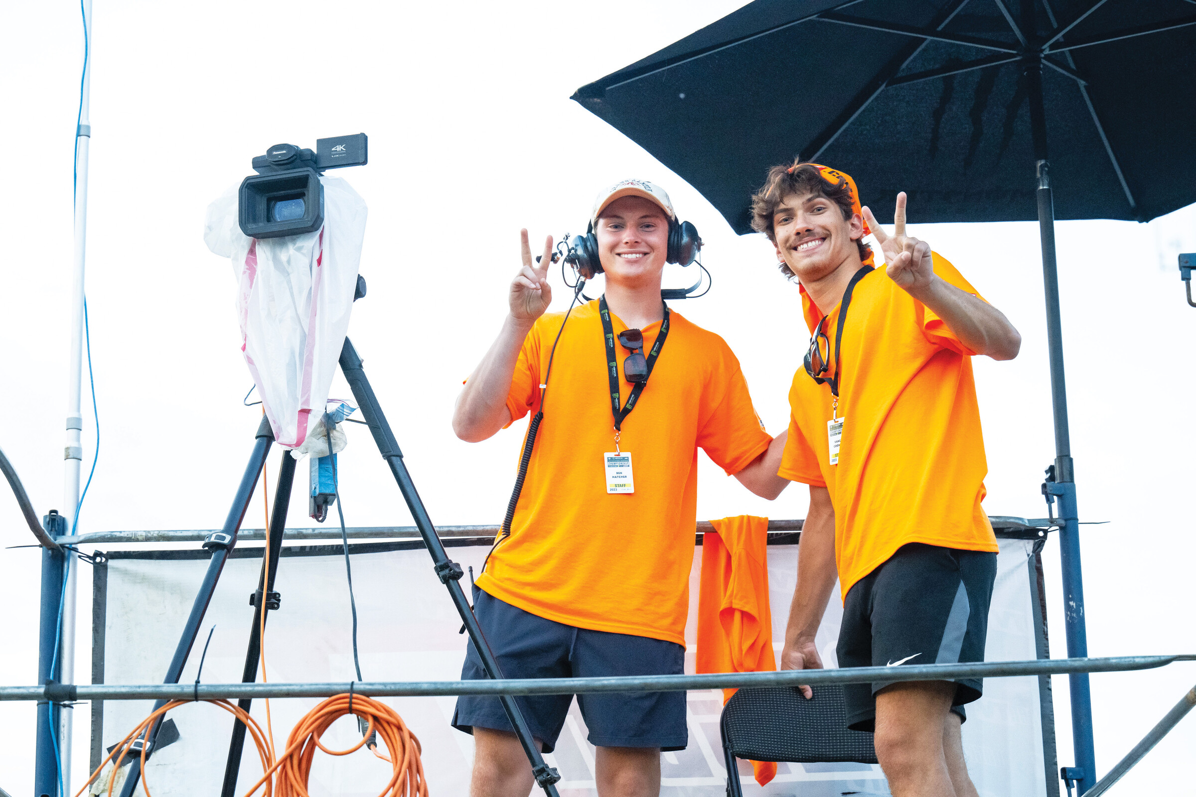 RacerTV cameramen Ben and Vance between motos.