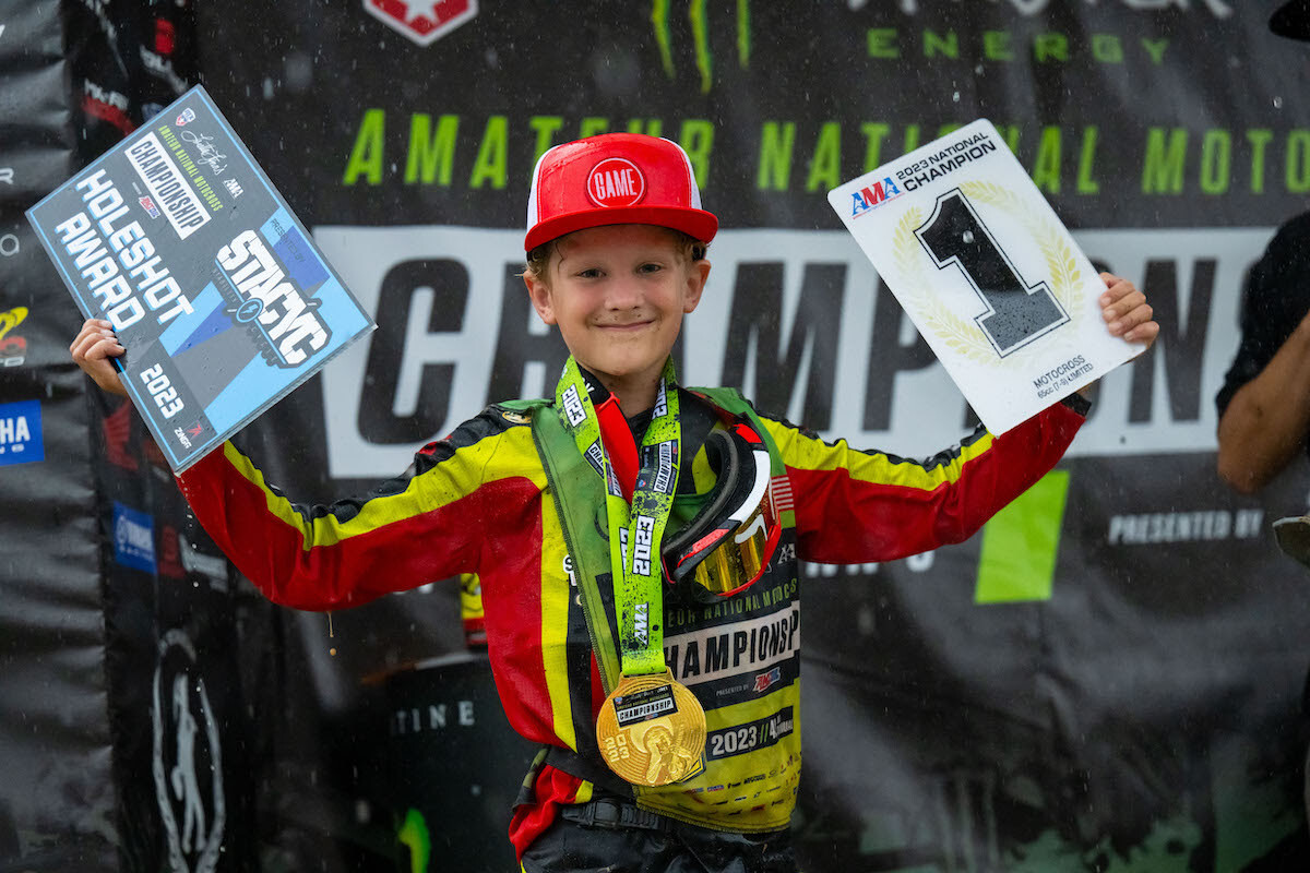 10-year-old California racer Jaydin Smart won the 65cc (7-9) Limited championship at Loretta Lynn's in August.