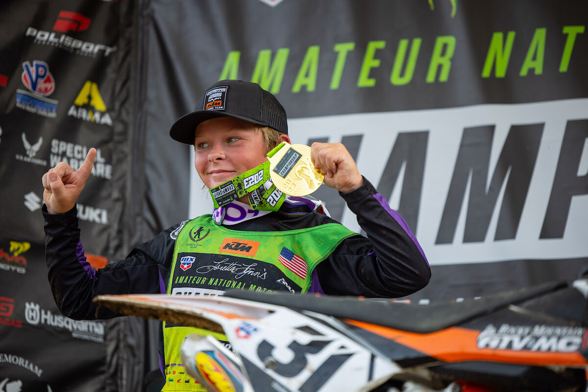 12-year-old Easton Graves, from Louisiana, earned the 65cc (10-11) title at Loretta's and also earned an individual runner-up finish at the FIM Junior Motocross World Championship. 
