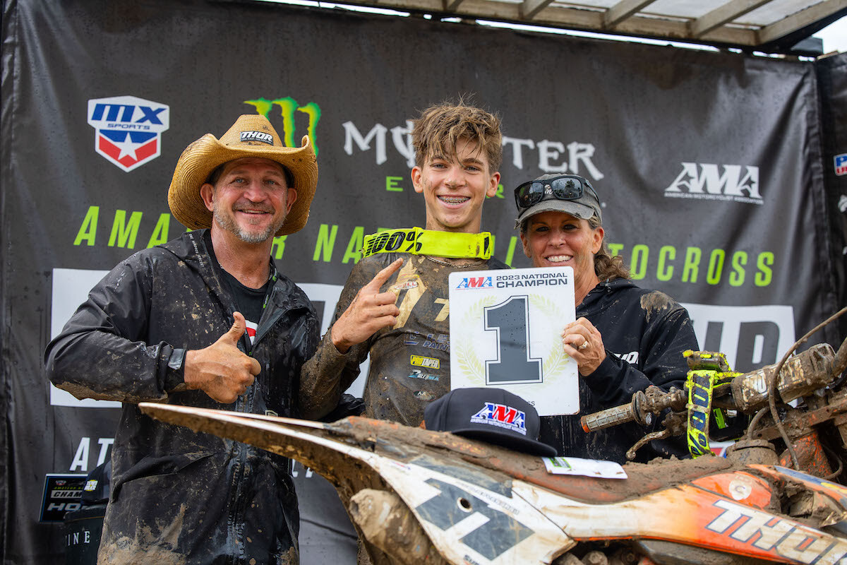Colby Lessar, a 14-year-old from Colorado, won the Mini Sr. 1 title at Loretta Lynn's.