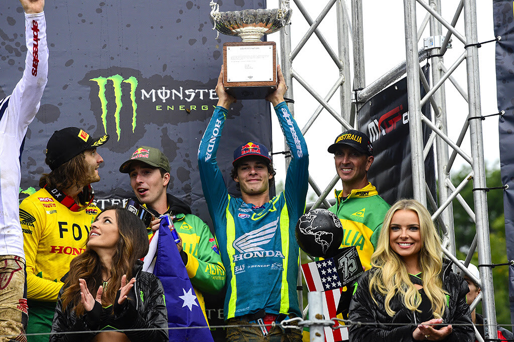 Team Australia third on the podium in RedBud 2022.