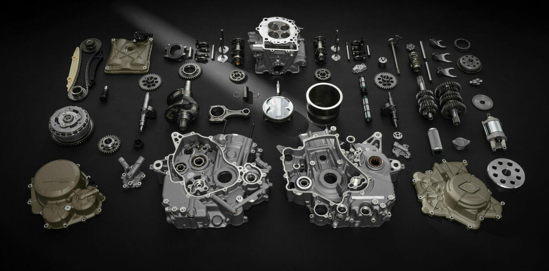 This is not the actual Ducati motocross engine, but it is a all-new single-cylinder engine for road bikes they call the Superquadro Mono. This is a 659cc engine so this isn't what will be stuffed into a motocross bike, but it shows Ducati is serious about single-cylinder technology.