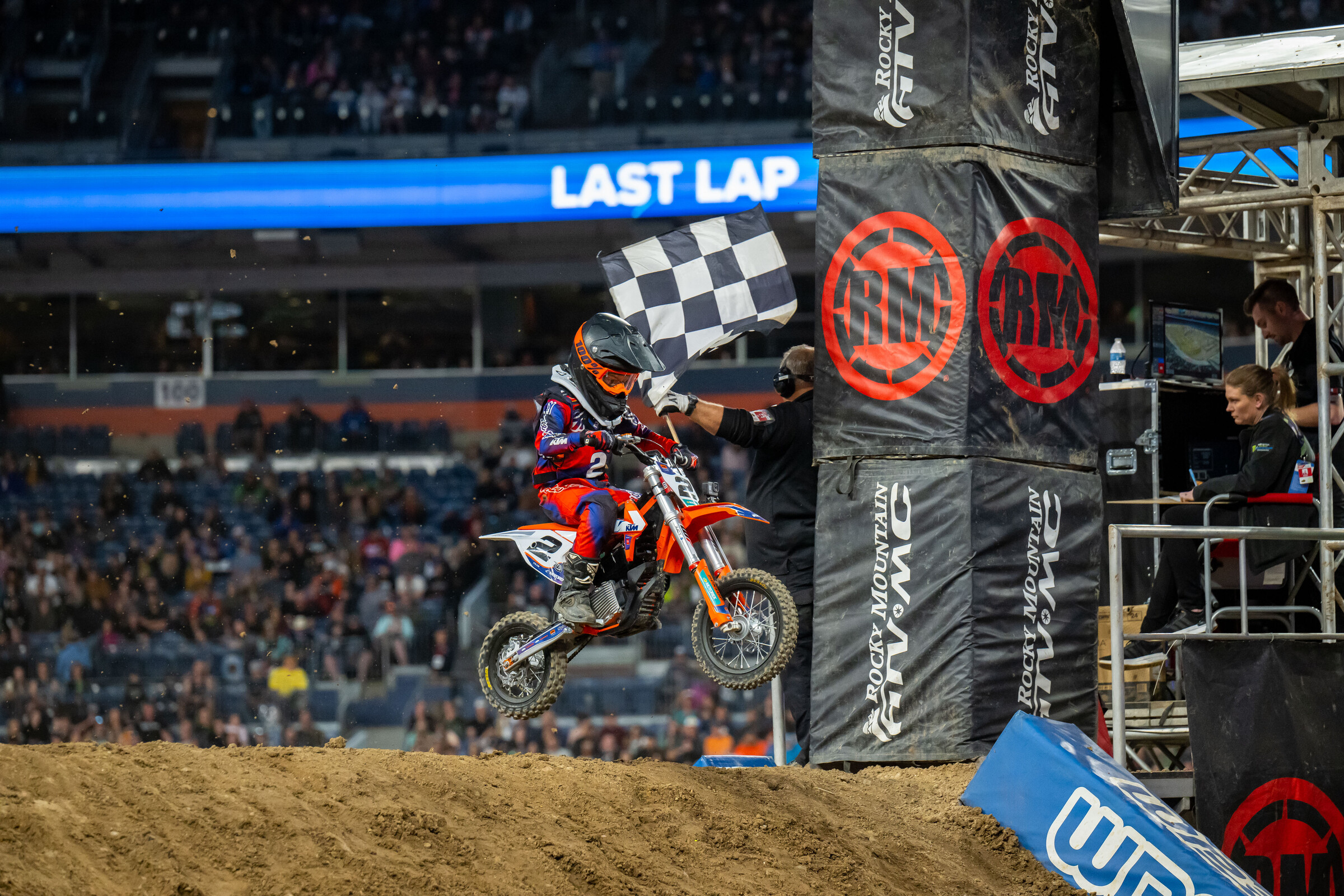 Weege's son Lane racing the KJSC at the Denver Supercross. This is the only race he's ever had where dad didn't prepare the bike. It's also the best he's ever done....
