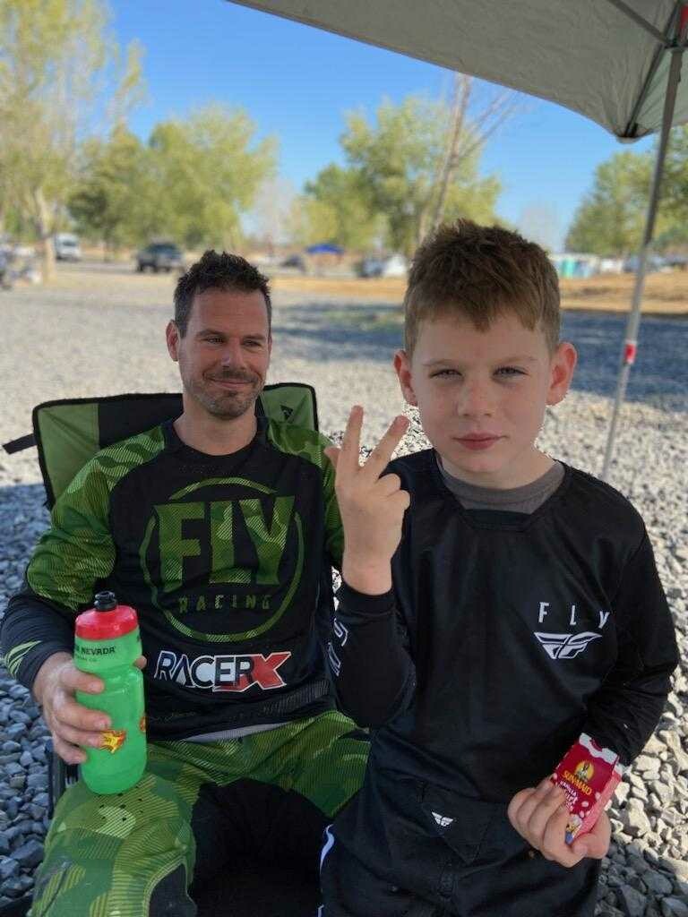 Aaron Hansel and his son at the track. 