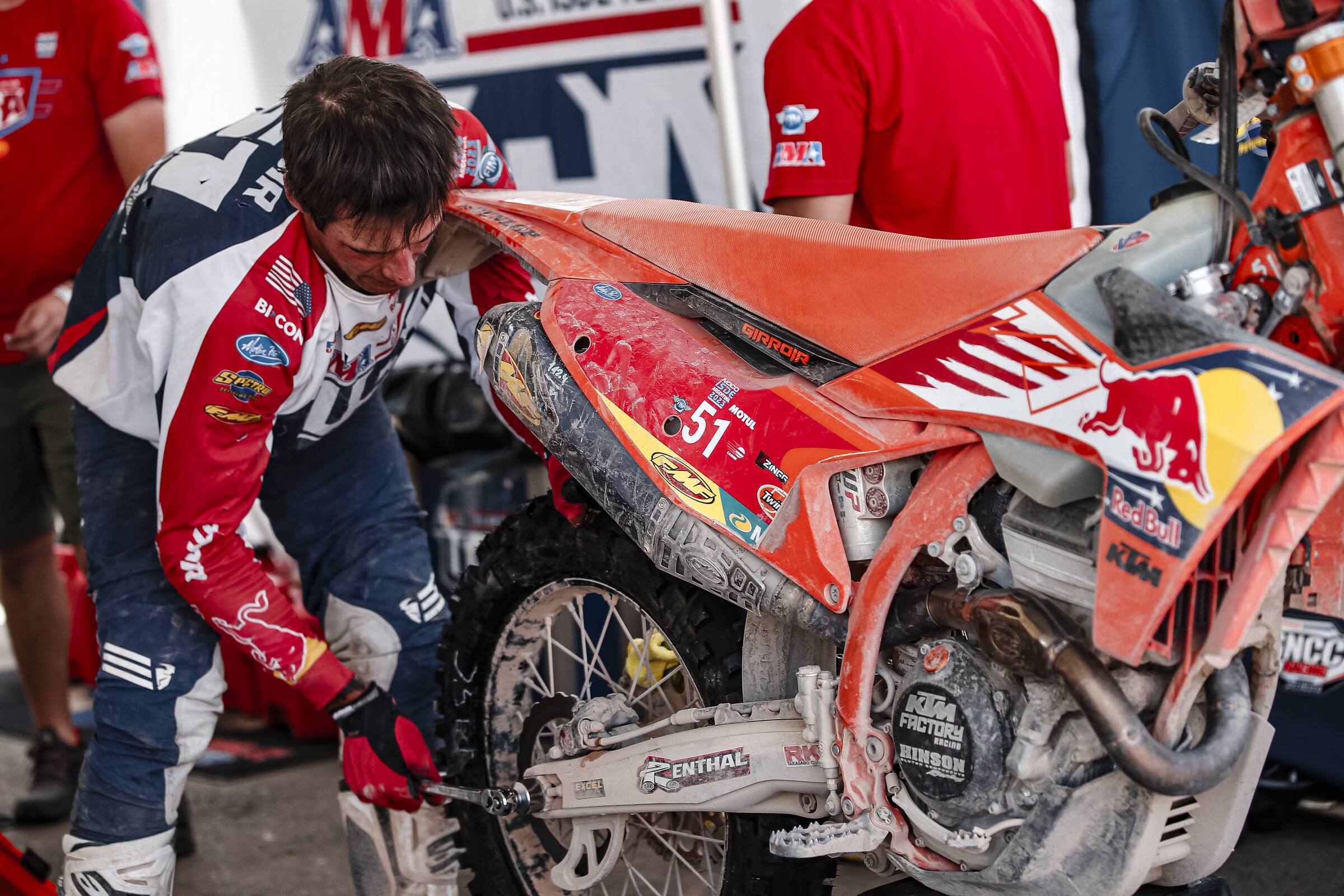 Girrior with a tire change, an ISDE staple.