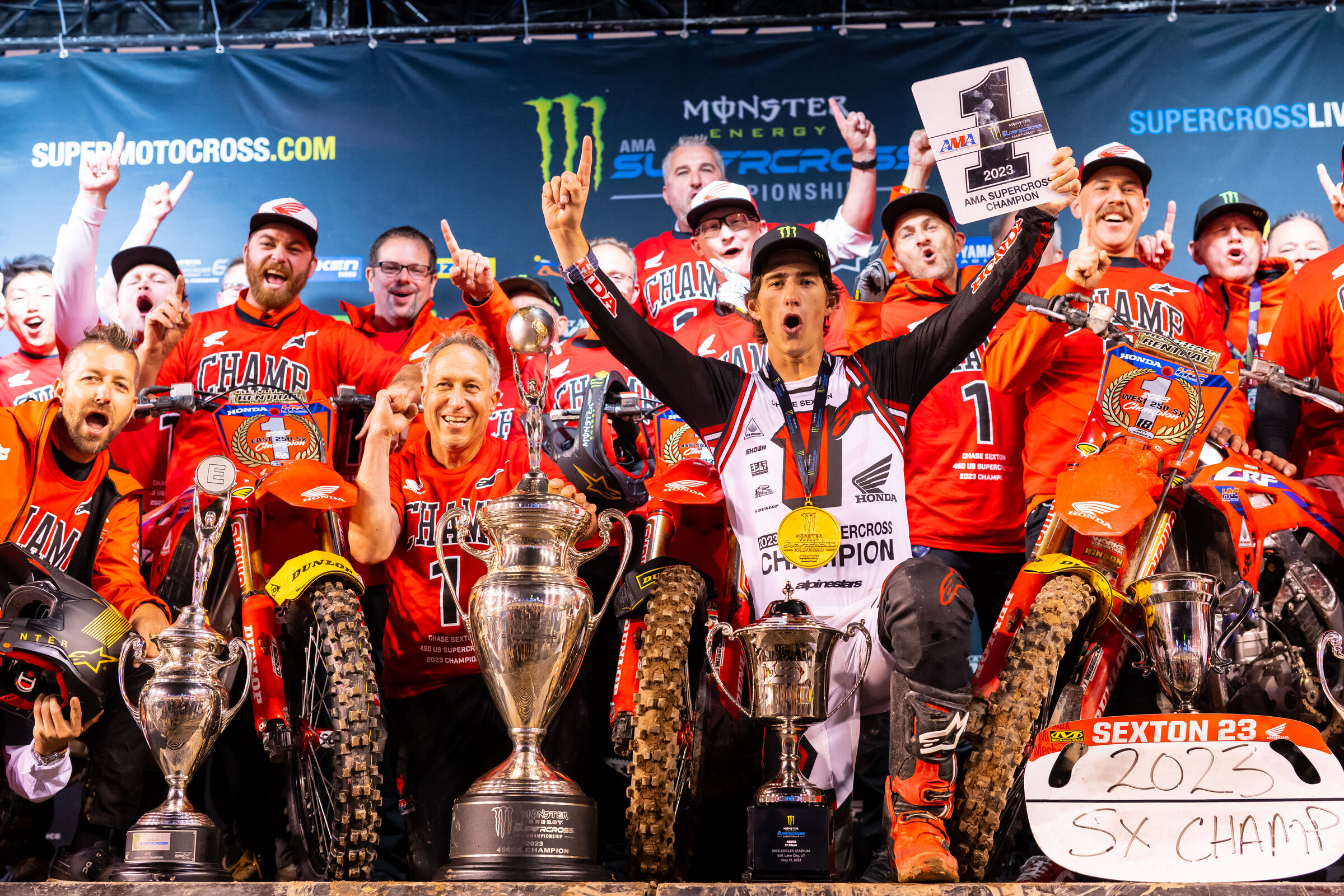 Sexton after capturing the AMA Supercross Championship.