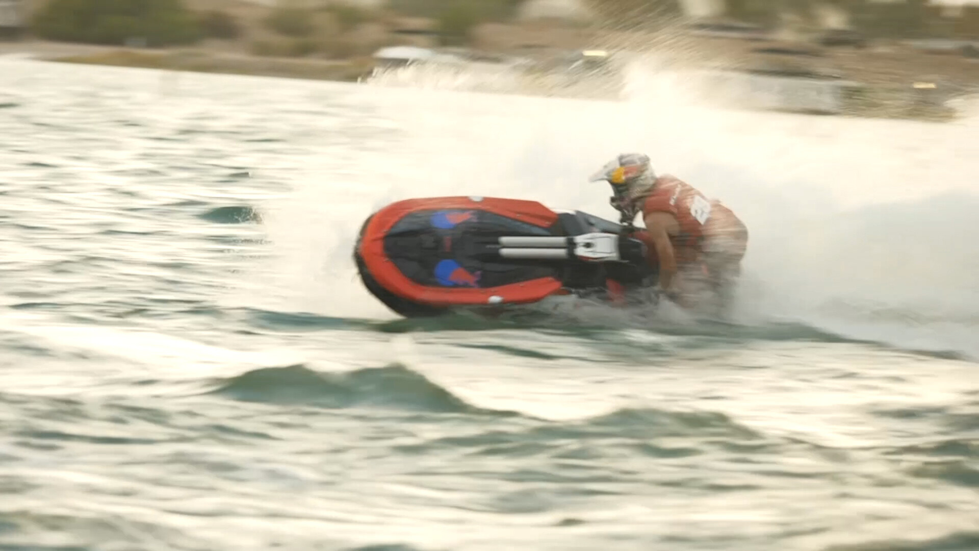 Julien Beaumer showcasing his skills on a jet ski. 