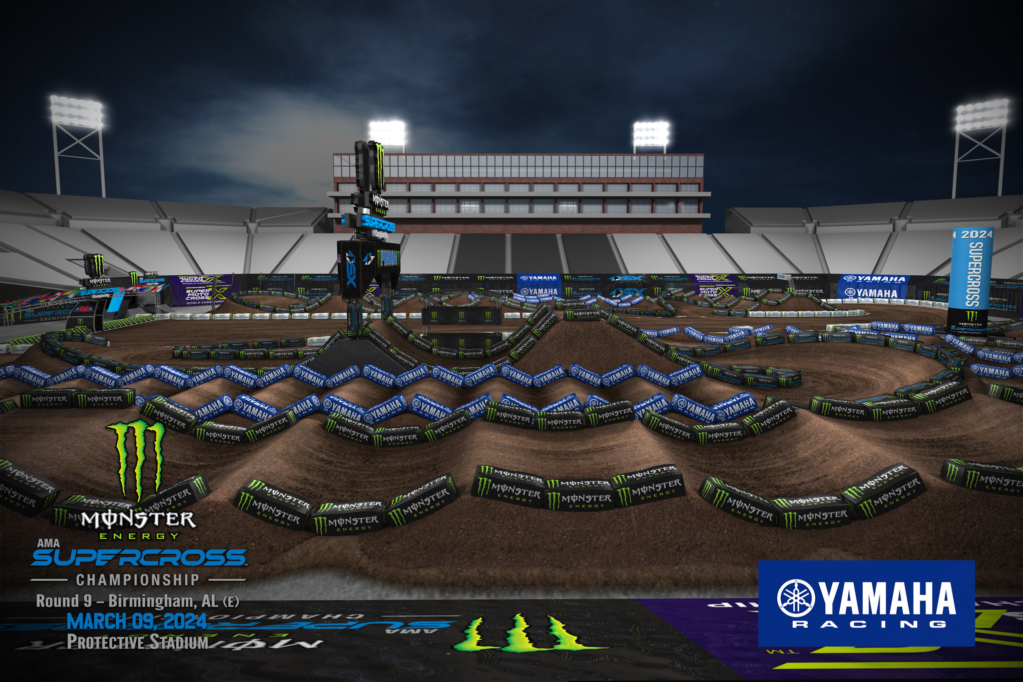 Track Maps For All 2024 Monster Energy AMA Supercross Rounds Racer X   279474 Rd09birminghamoverview07 