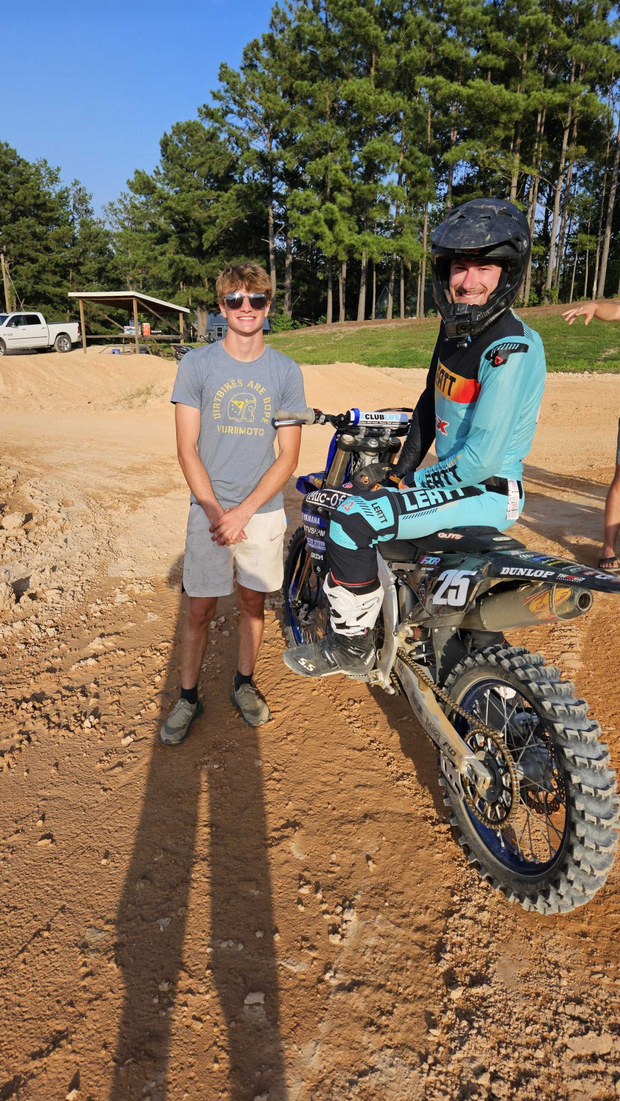 Trevin Nelson and Mitch Kendra, Mitch on Trevin's loaner bike.