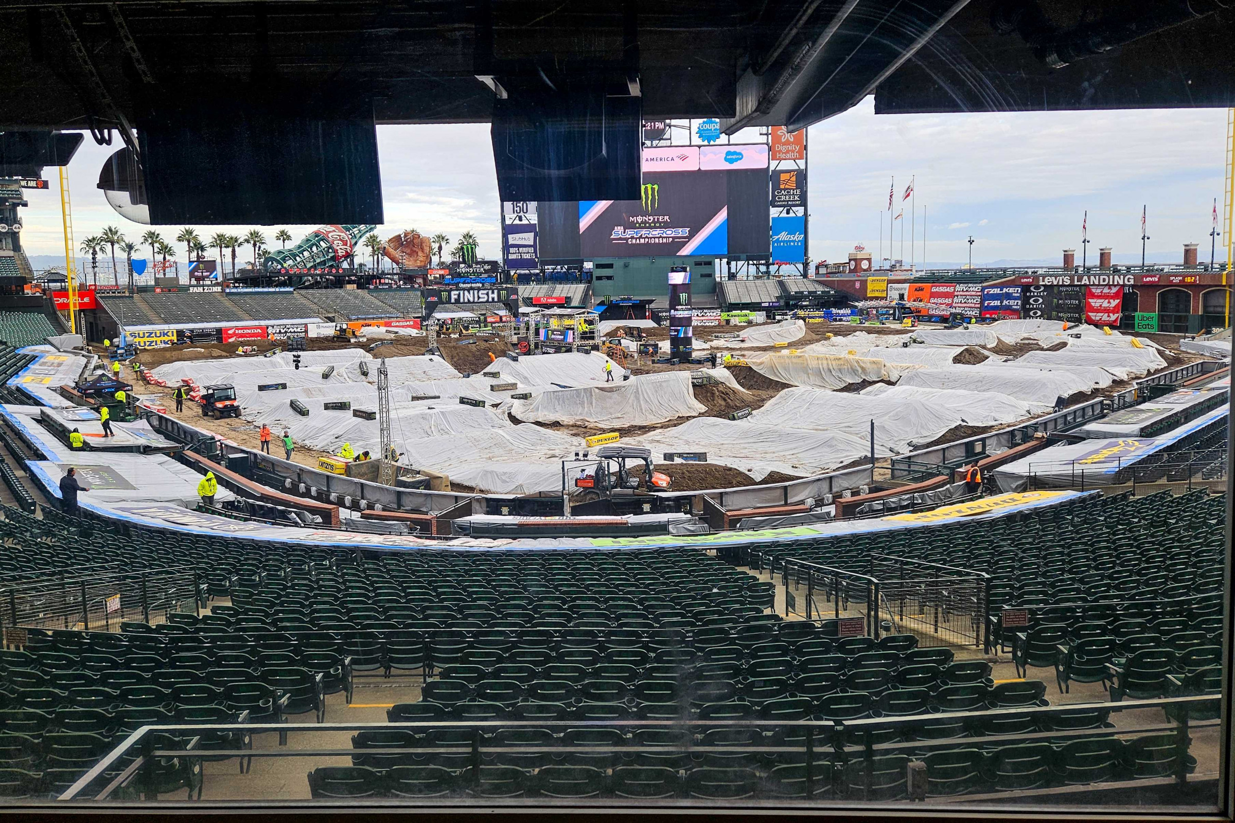 The round two track, covered and sealed, on Friday afternoon.