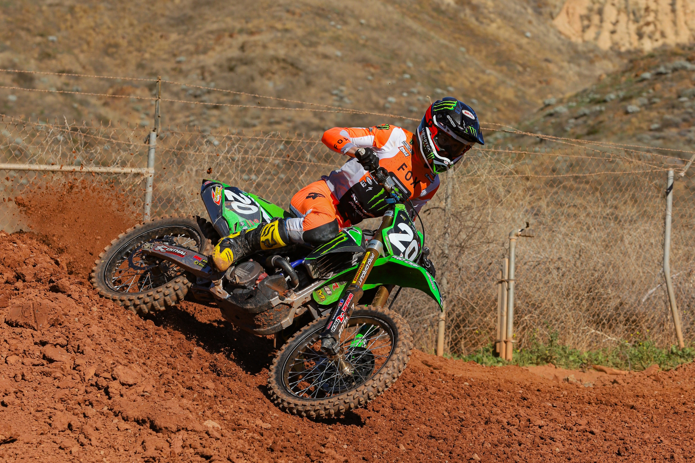 Max Vohland putting in laps at the Kawasaki test track after Anaheim 1.