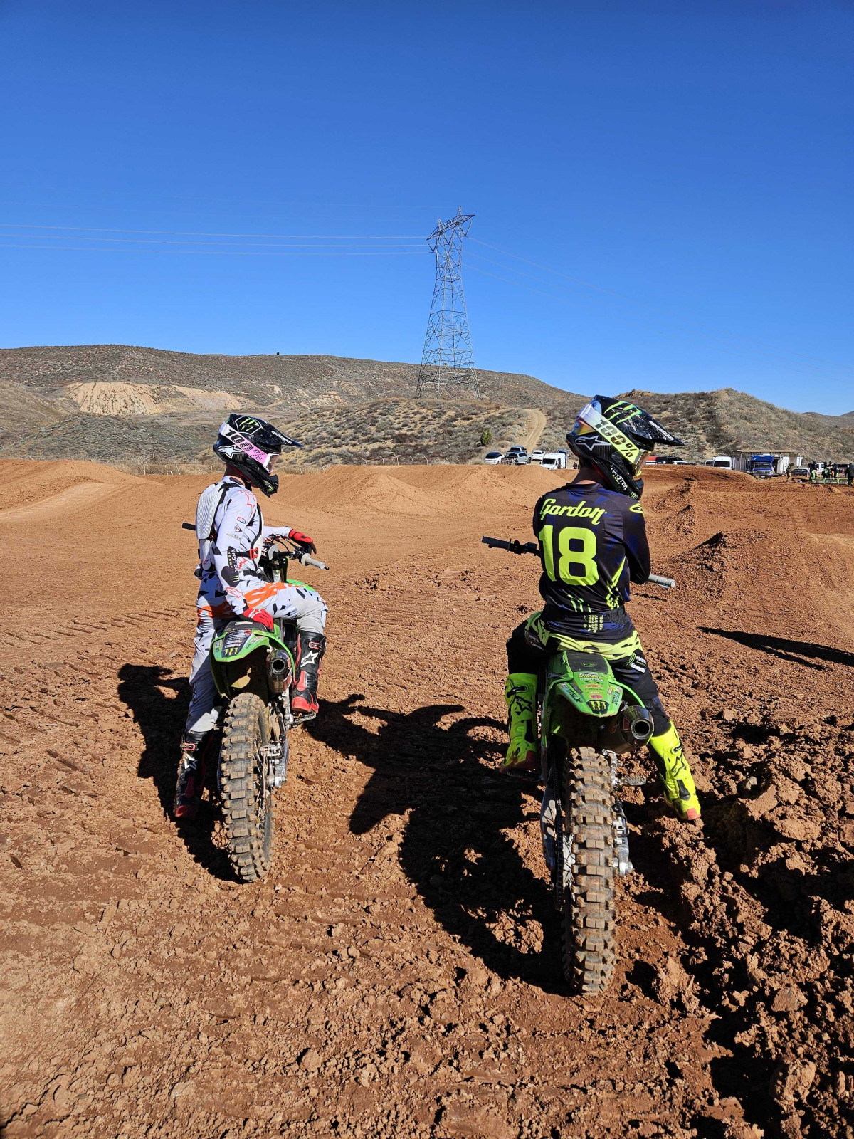 Getting a glimpse at the next up and coming Kawasaki riders, the Gordon brothers.