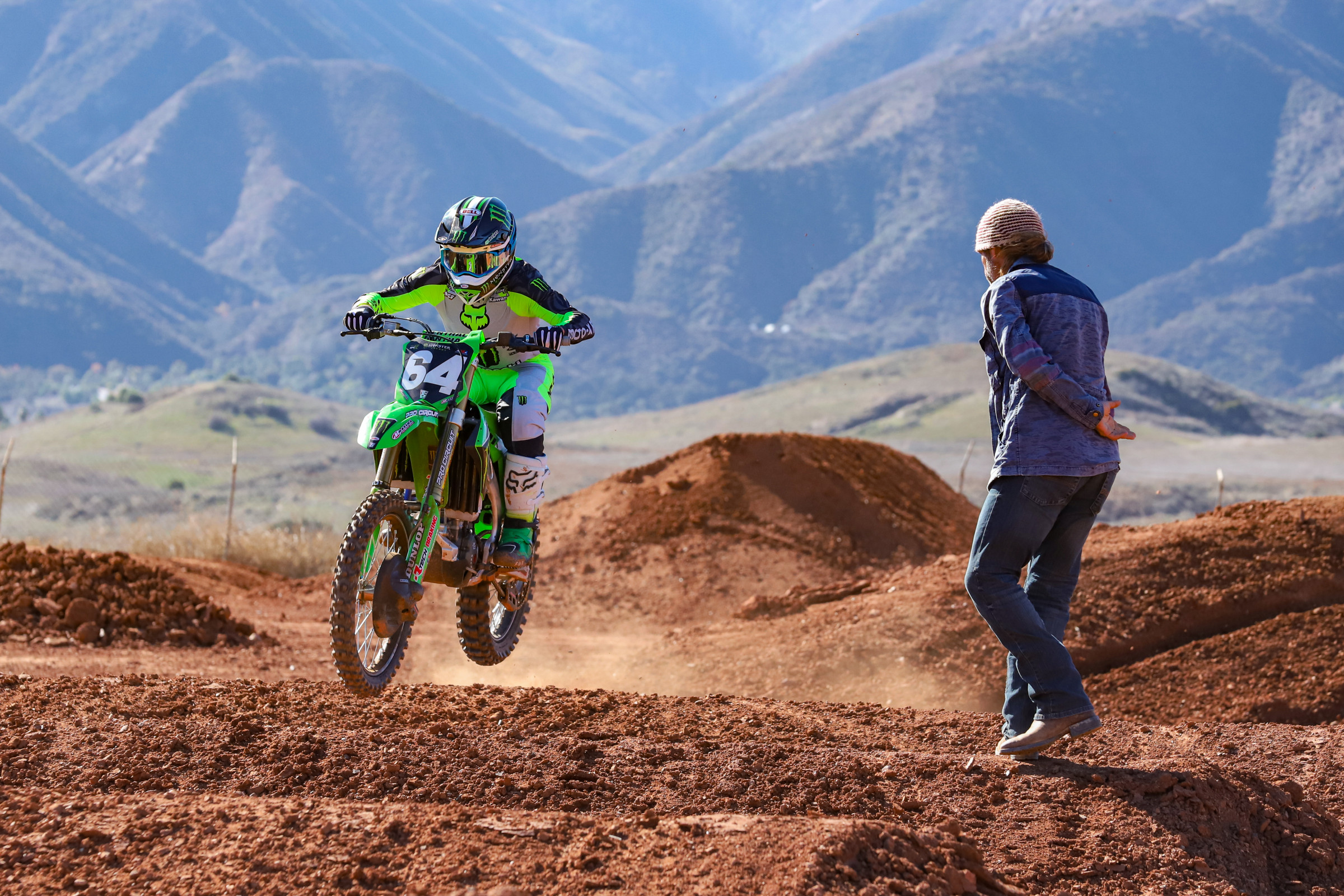 Forkner and Hughes at the Kawasaki test track in January.
