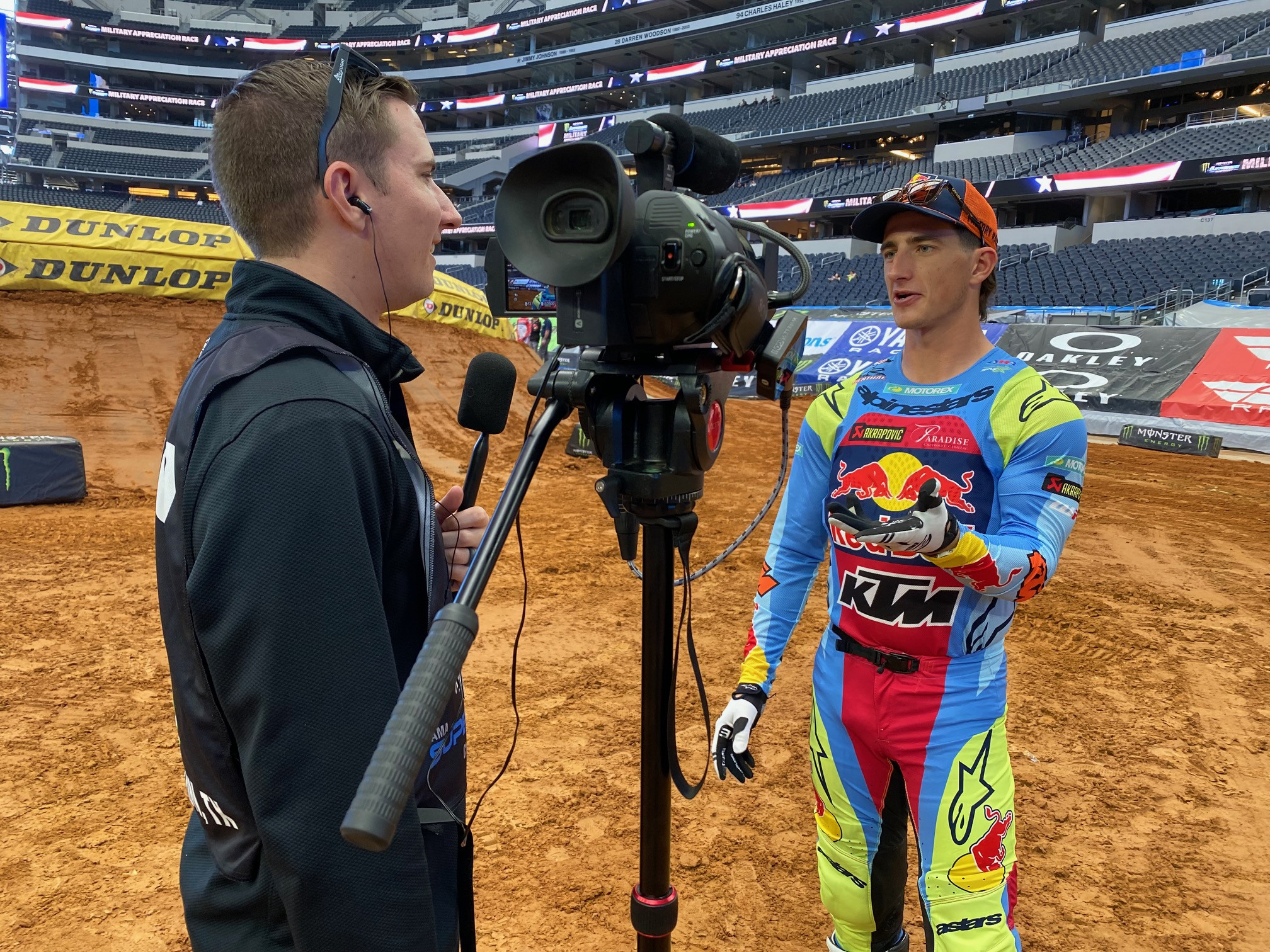 Chase Sexton being interviewed by Kellen Brauer.