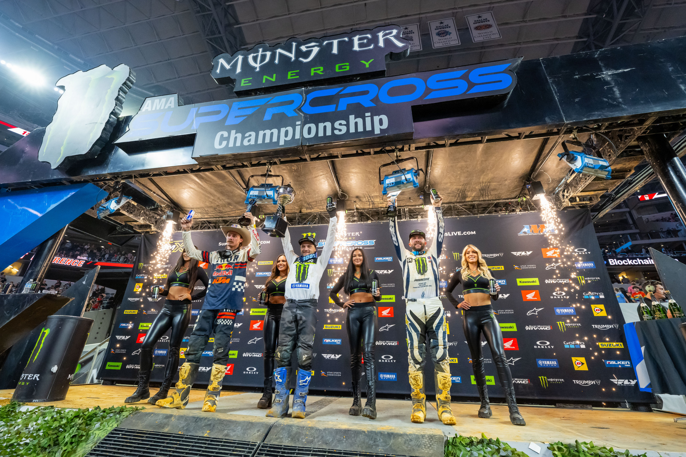 2024 Arlington Supercross 450SX main event podium.