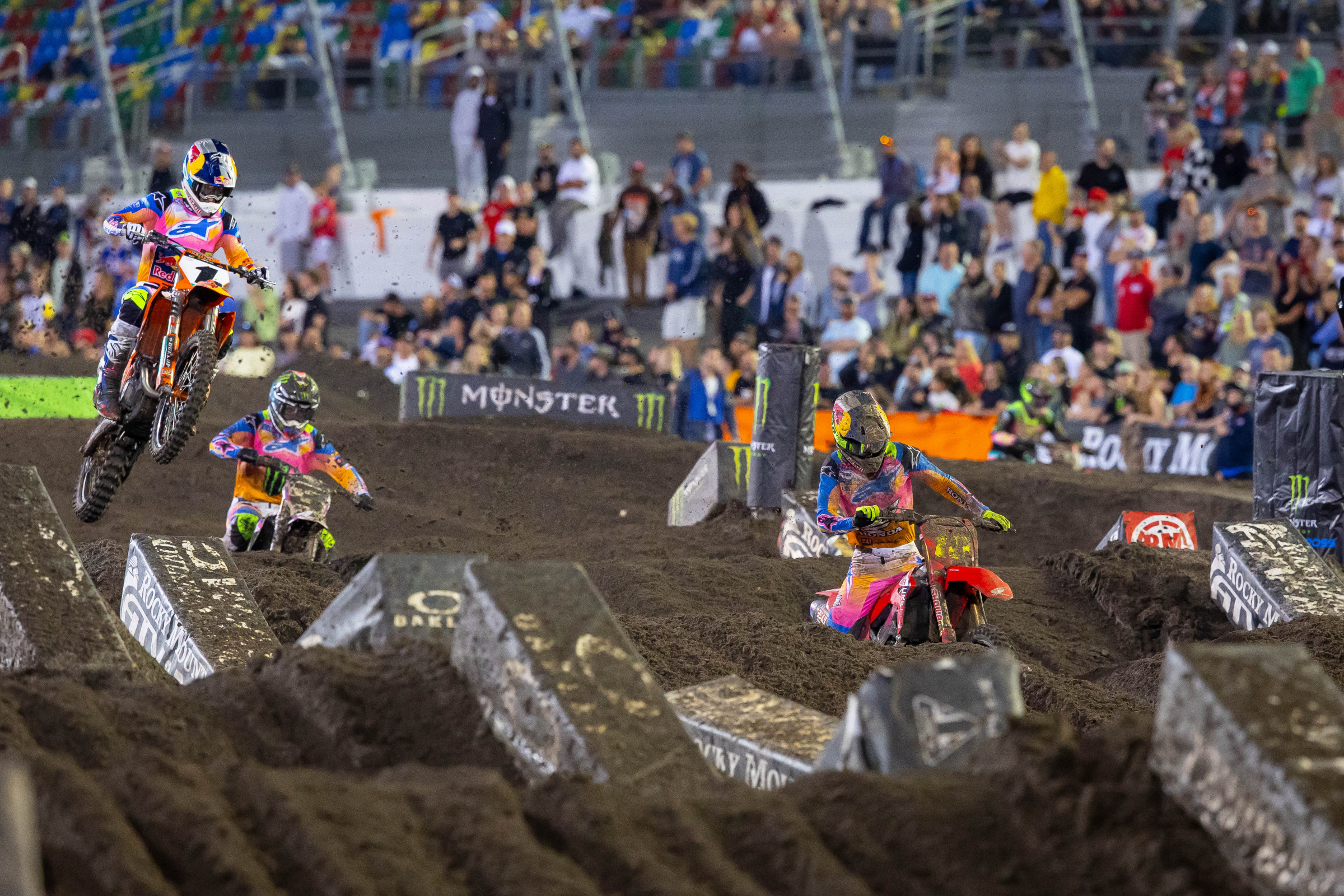 Jett Lawrence raced his way to the win on Saturday night.