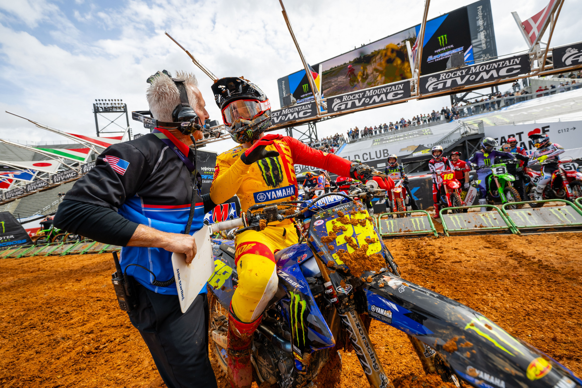 Haiden Deegan went over a berm during qualifying but was okay.