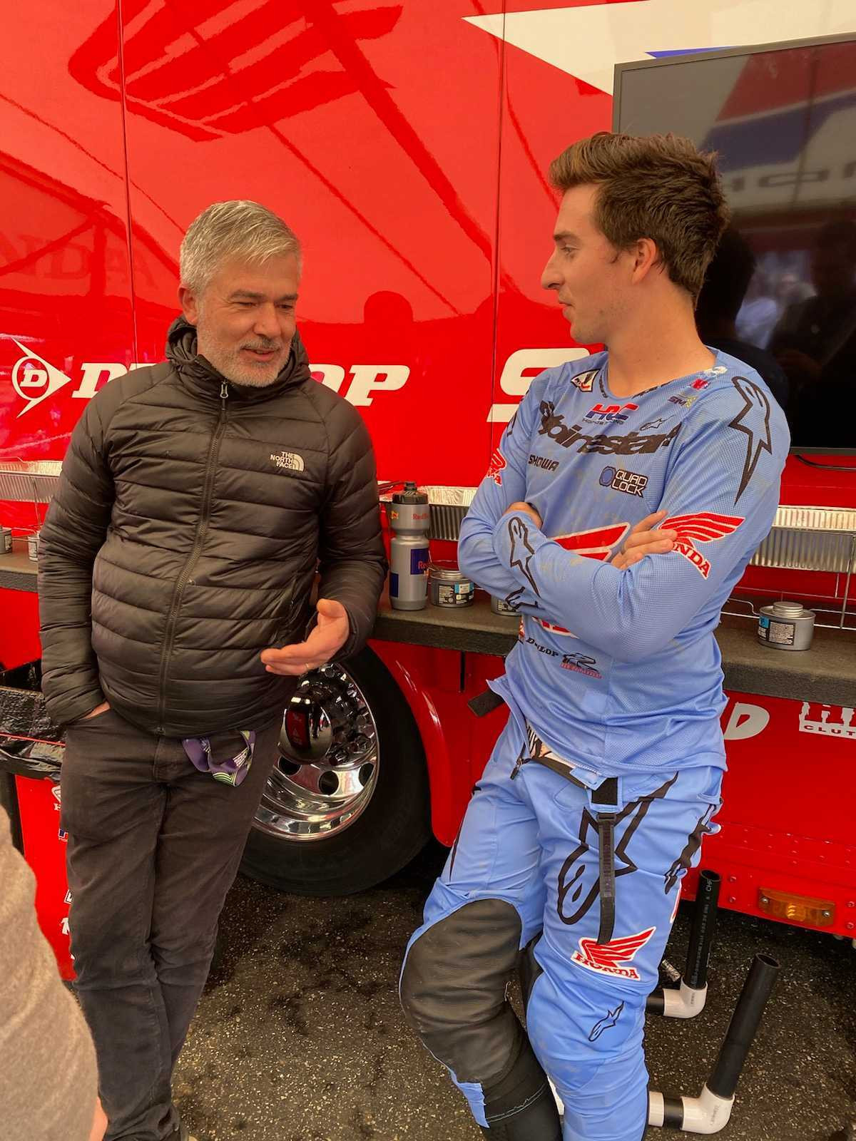 Augusto chats with old friend Hunter.