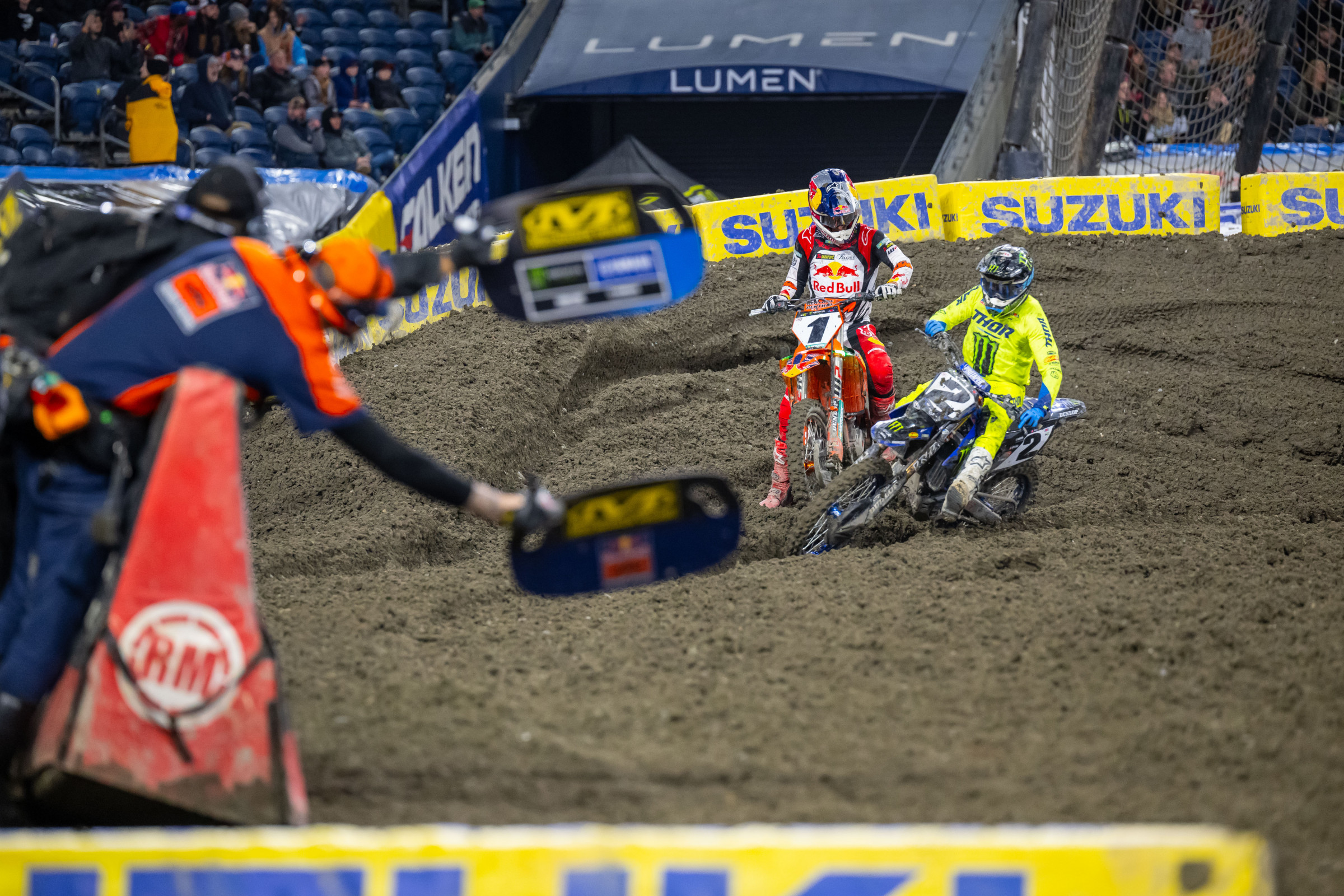 It was this close several times between two riders who both wanted to win badly.
