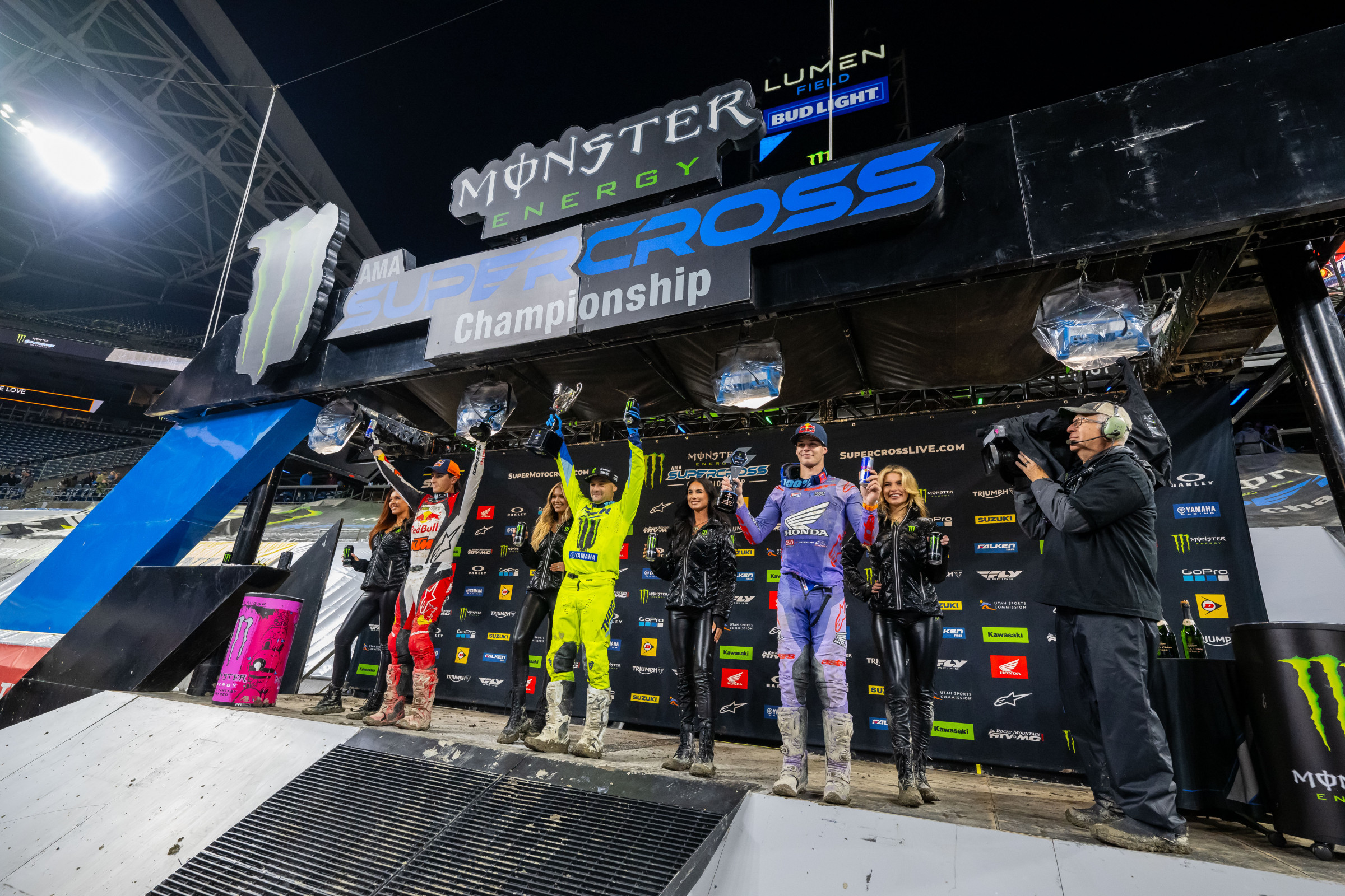 2024 Seattle Supercross 450SX main event podium.