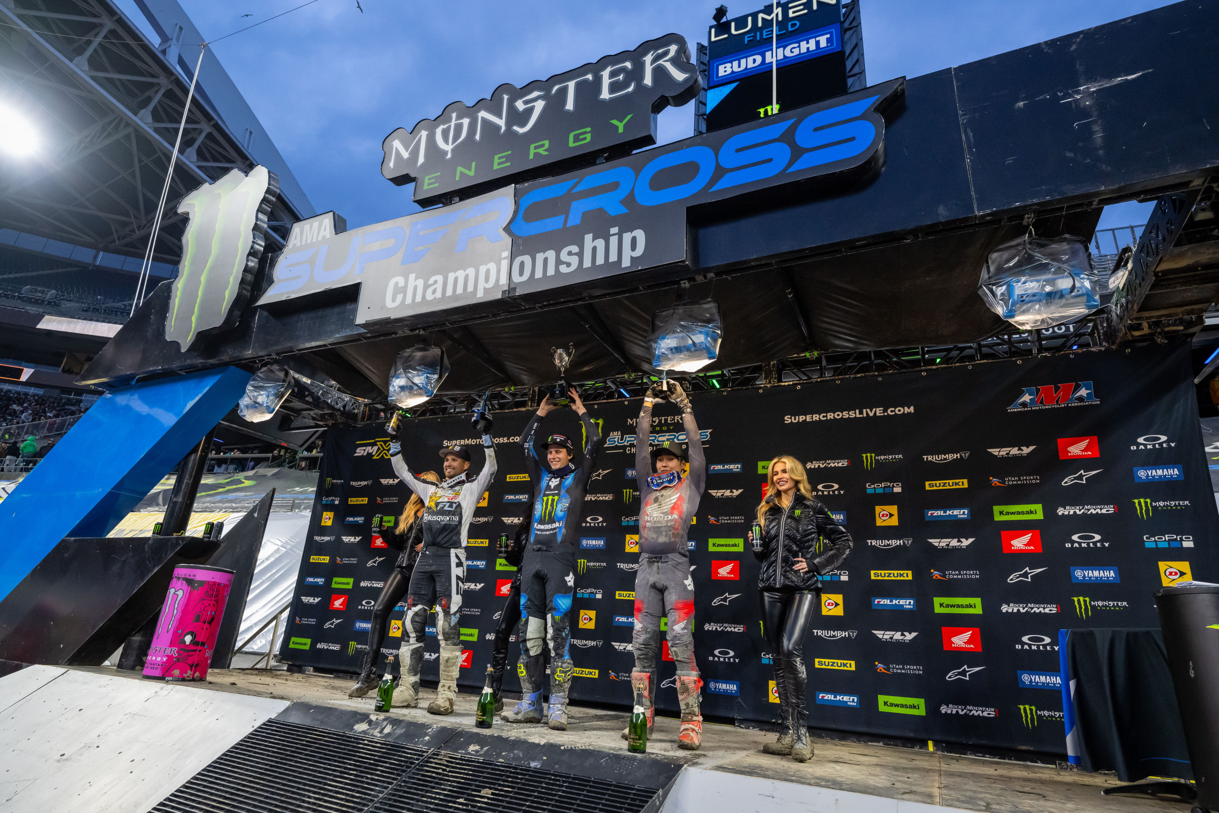 2024 Seattle Supercross 250SX main event podium.