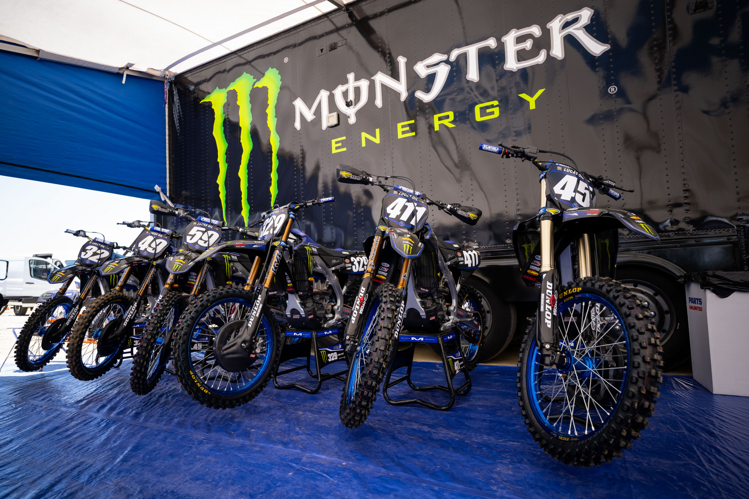 Got bikes? On top of the five riders on the photo to the left, Colt Nichols' #45 machine was being transported to the races as he healed up from an injury.