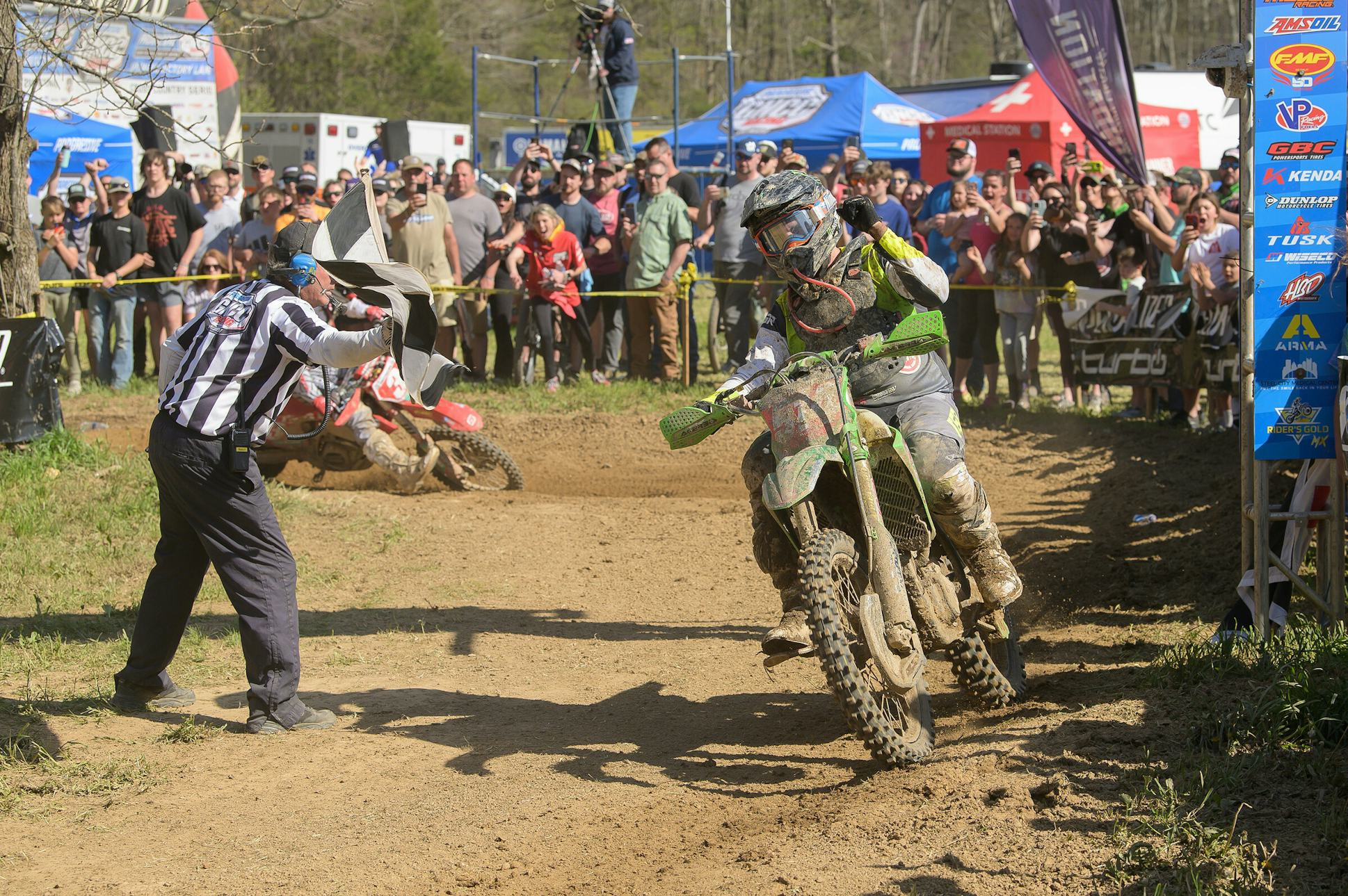 Steward Baylor (Rocky Mountain Red Bear Kawasaki) clinched his first GNCC win of the 2024 season at The Dunlop Motorcycle Tires Old Gray event.
