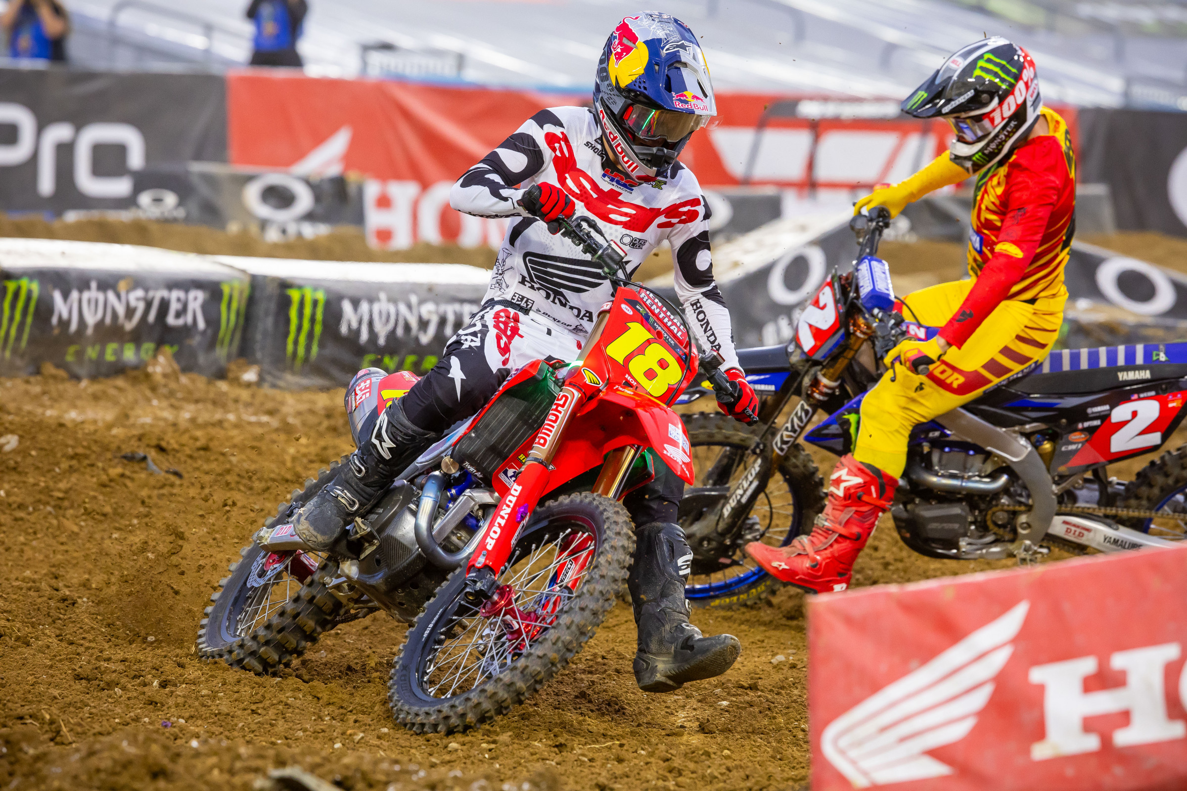 Cooper Webb was able to get a look at Jett Lawrence in the heat race, but wasn't able to put any moves on him.