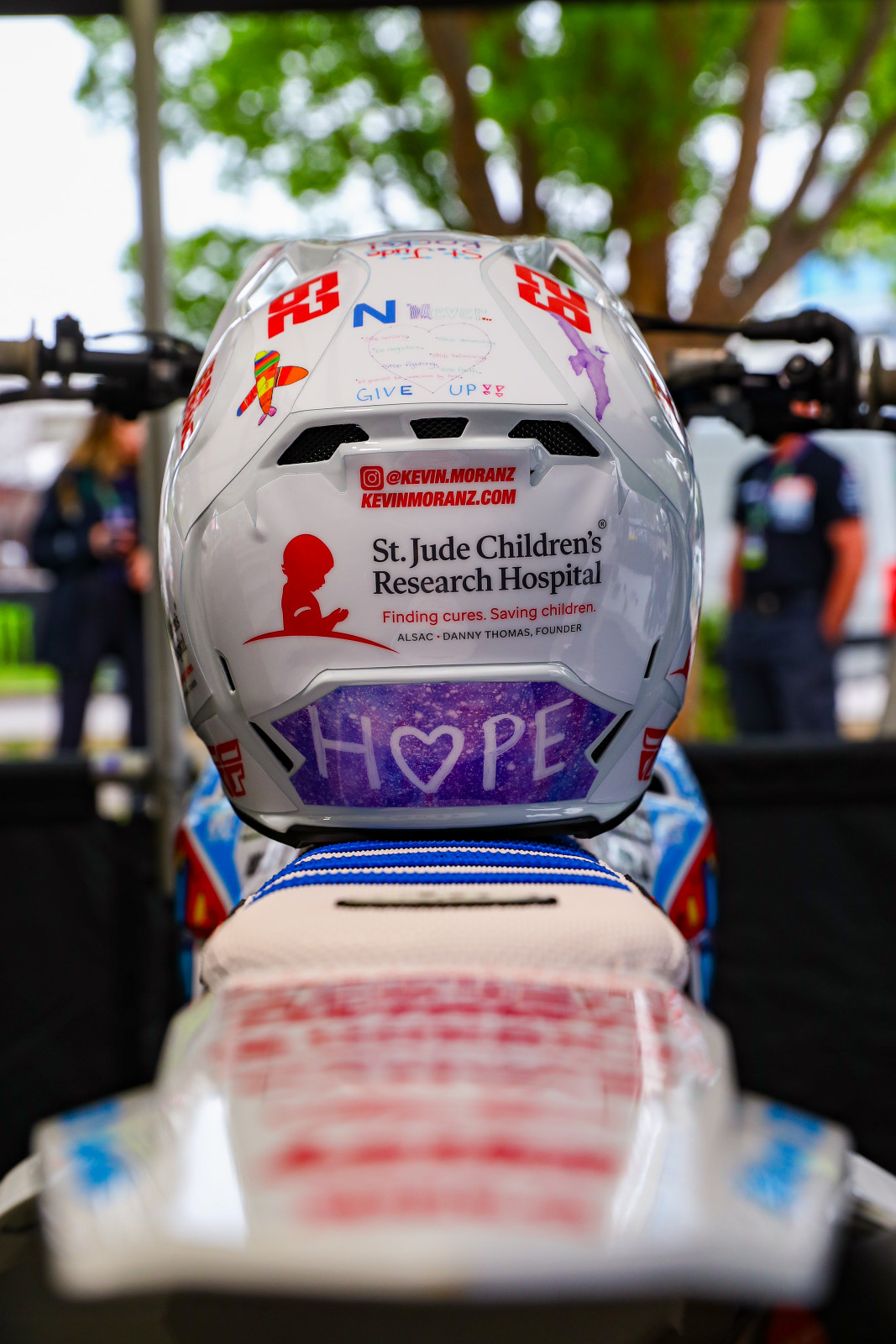 Moranz's Fly Racing helmet.