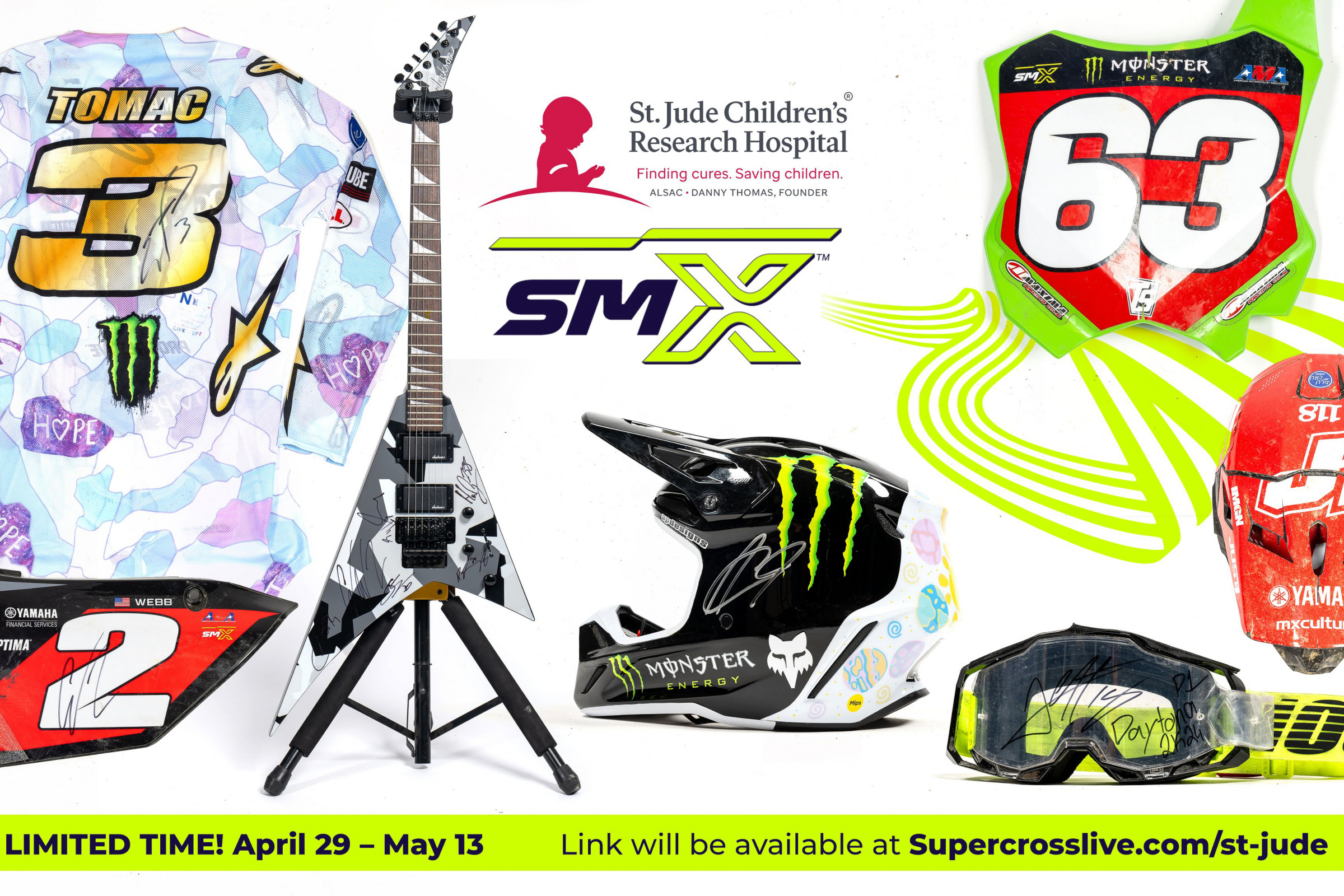 Race Worn Gear, Plastic and More 2024 St. Jude Love Moto Stop Cancer