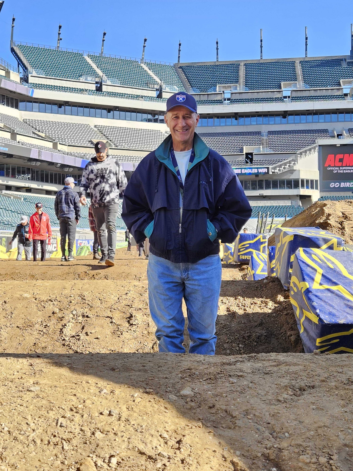 Mike Kendra checking out the whoops during track walk.