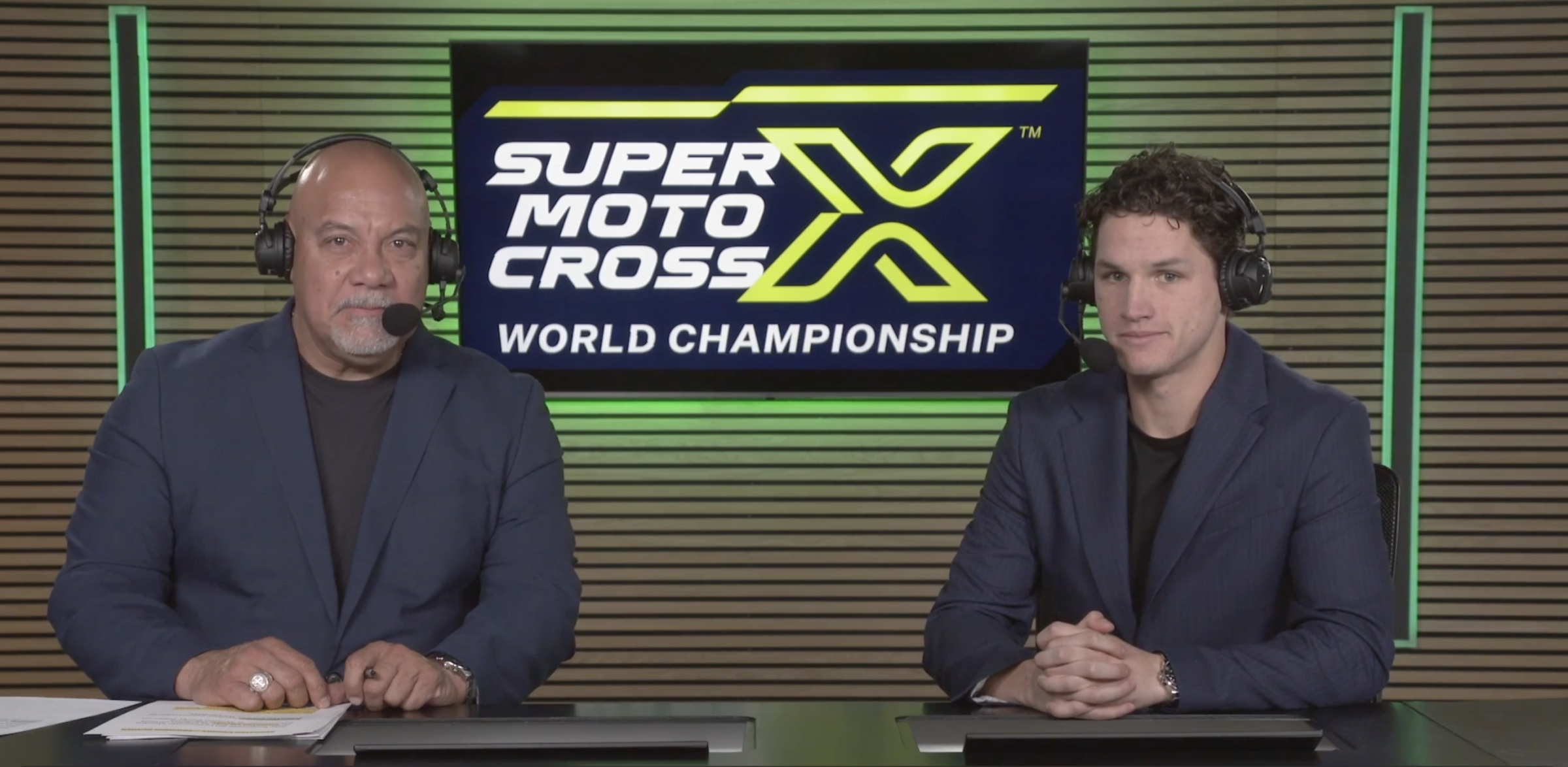 Edgar Lopez (left) and Tommy Rios (right) deliver the Spanish-language broadcast of all 31 SuperMotocross series races to over 135 countries via the SuperMotocross Video Pass.
