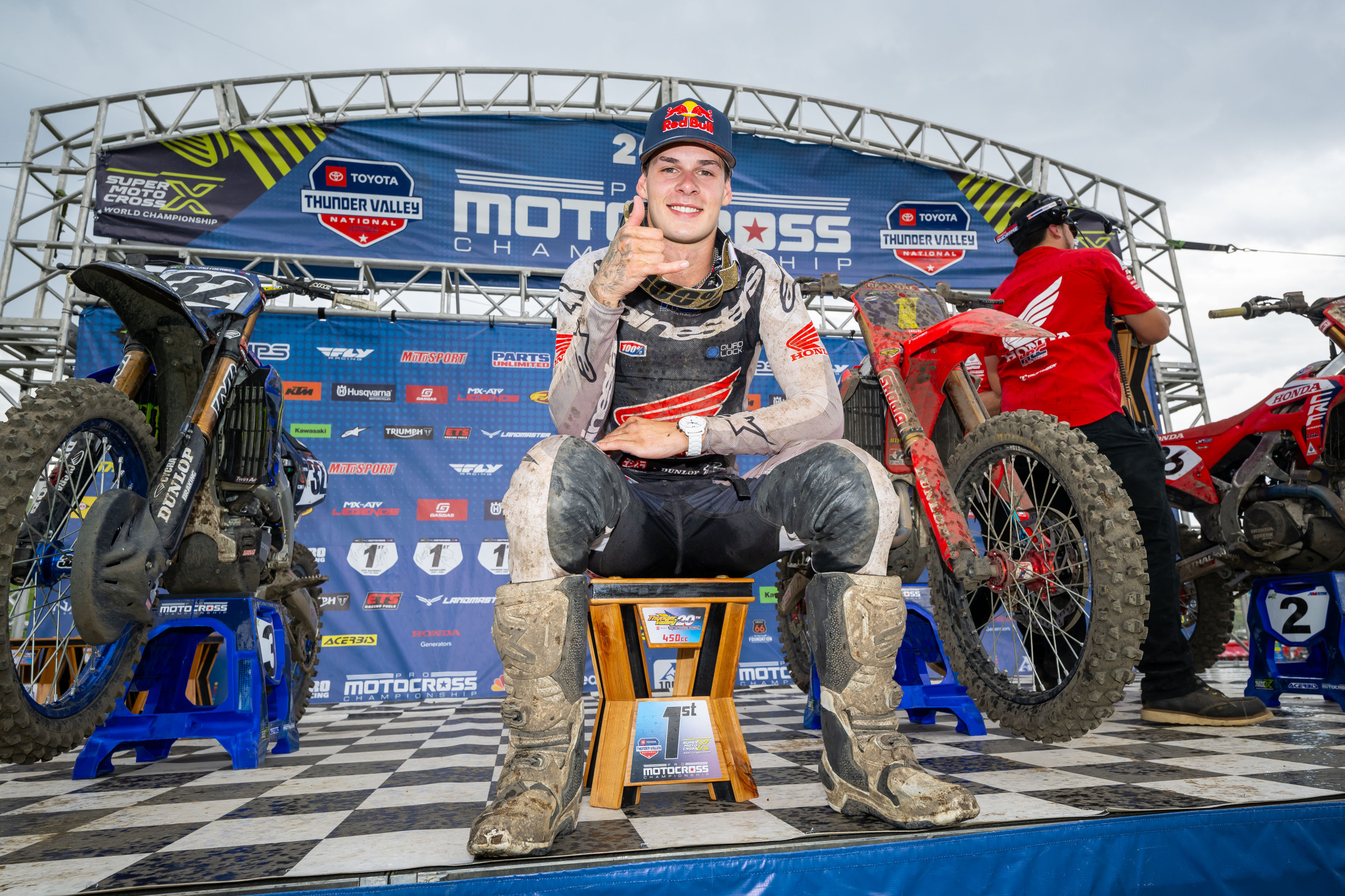 Jett Lawrence wins his 13th 450 Pro Motocross overall win in his 14th start.