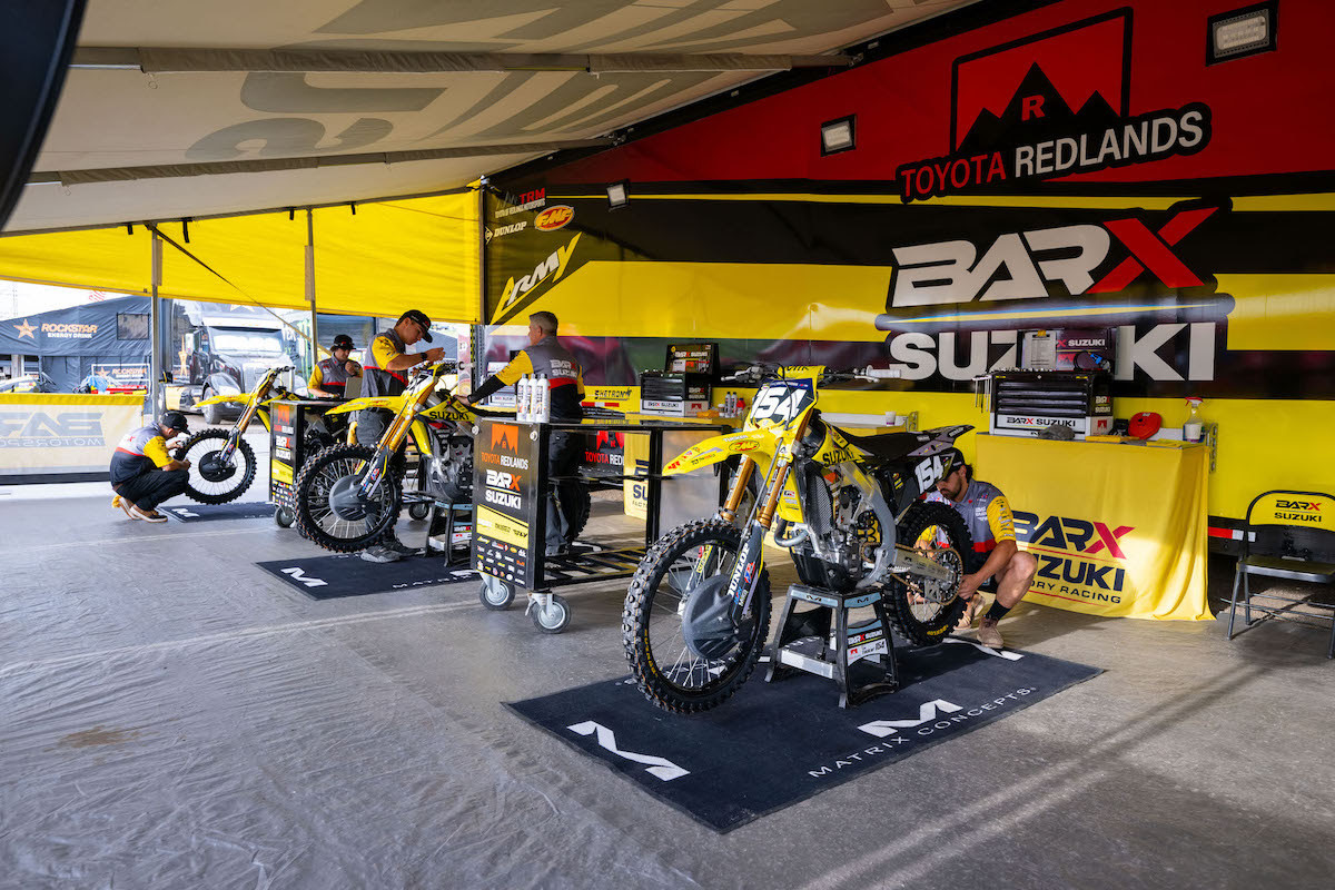 Toyota Redlands BarX Suzuki contests both the 450 Class and 250 Class with a lineup of establish and up-and-coming talent.