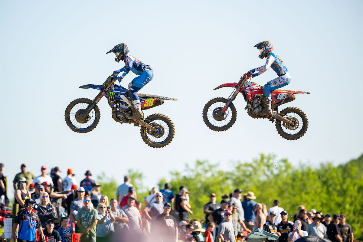 Monster Energy Yamaha Star Racing's Haiden Deegan (38) and Team Honda HRC's Chance Hymas (48) are both Combine graduates and have been the standard bearers of the 250 Class thus far during the 2024 season.