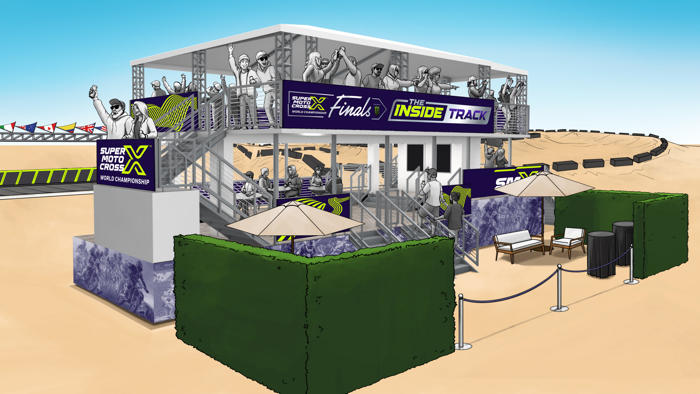 The Inside Track VIP Platforms are specially designed for the SuperMotocross World Championship set to take place at the Strip at Las Vegas Motor Speedway on September 21.