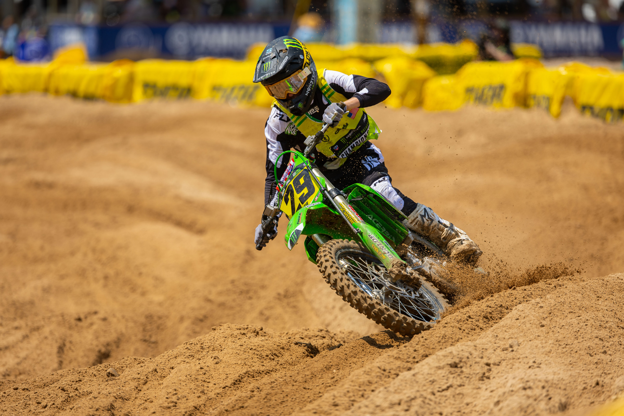 #29 Grayson Townsend (Kawasaki) won the first 250 B Limited moto in his first big bike race at the Ranch.