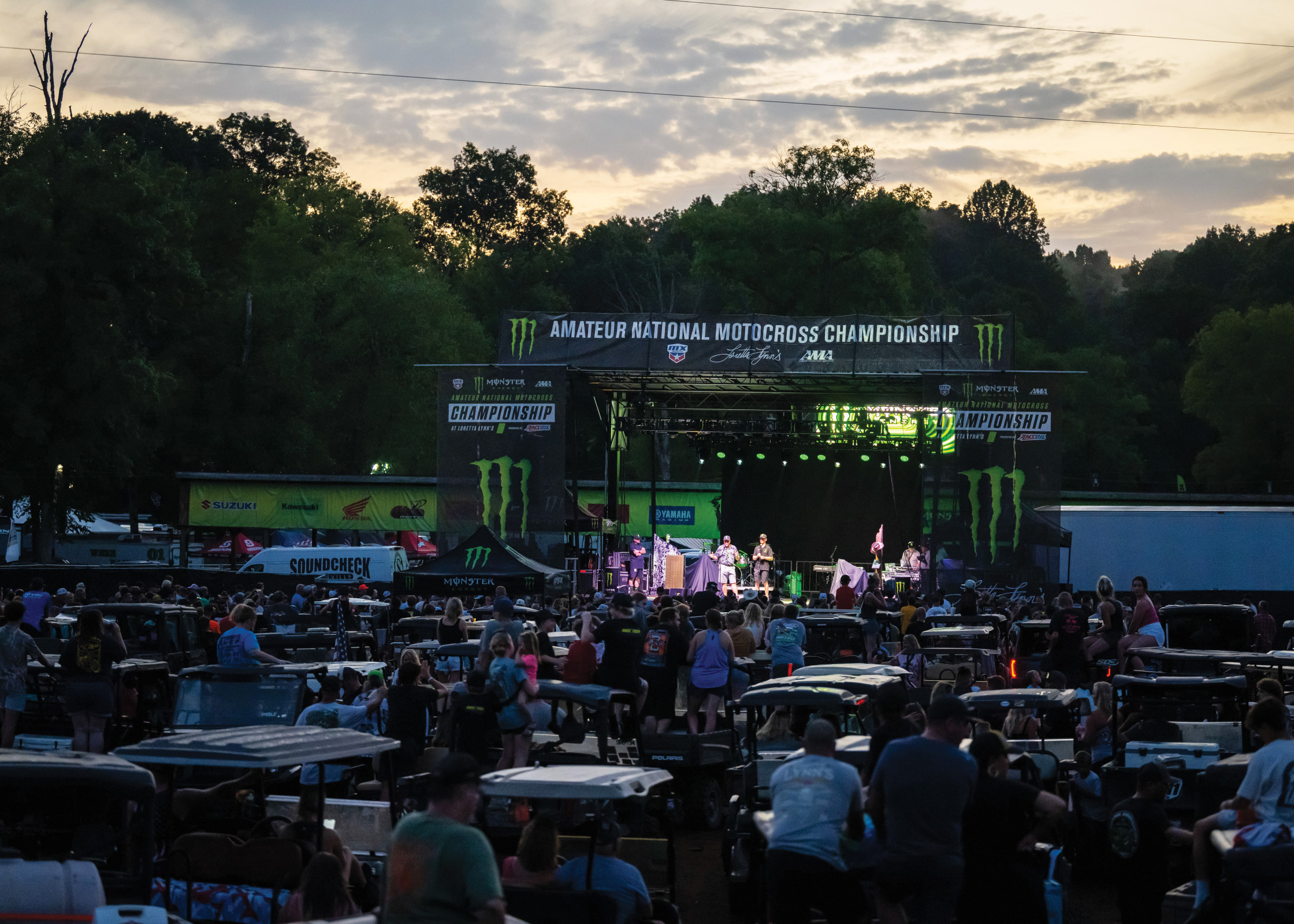 The Loretta Lynn’s riders’ meeting had a drive-thru for golf carts.
