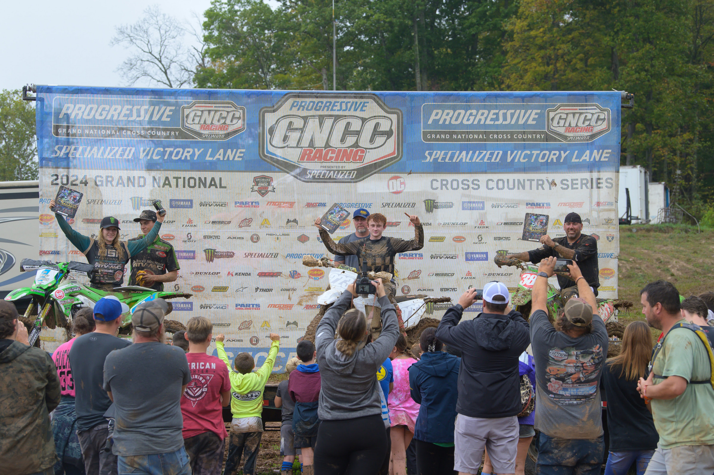 Cade Staats (center), Rachael Archer (left) and Gary Fridley (right) rounded out the top three finishers in the morning race.