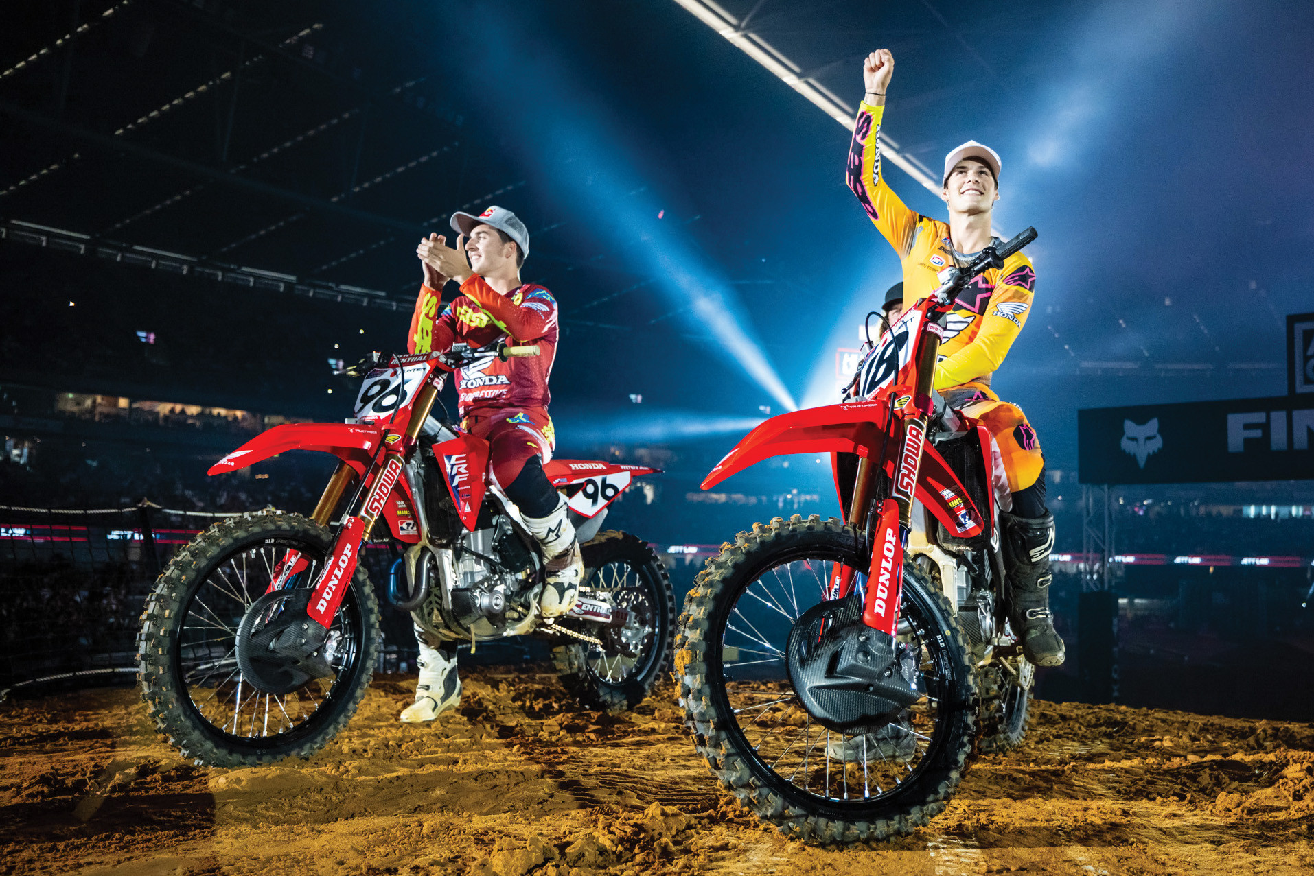 Homecoming heroes Hunter and Jett say hello to the crowd at AUSX Open.