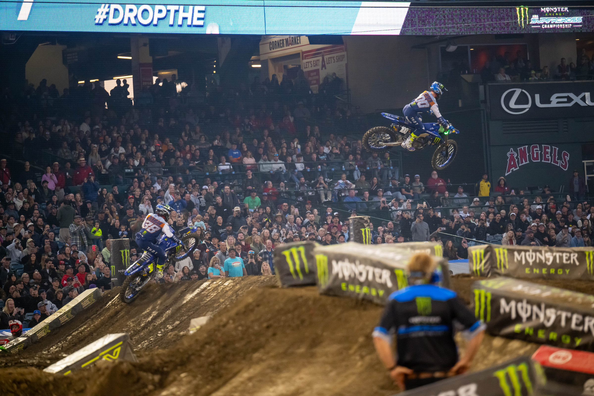 Davies leading his first ever supercross heat race. He finished second to Haiden Deegan and then finished eighth in the 250SX main event.