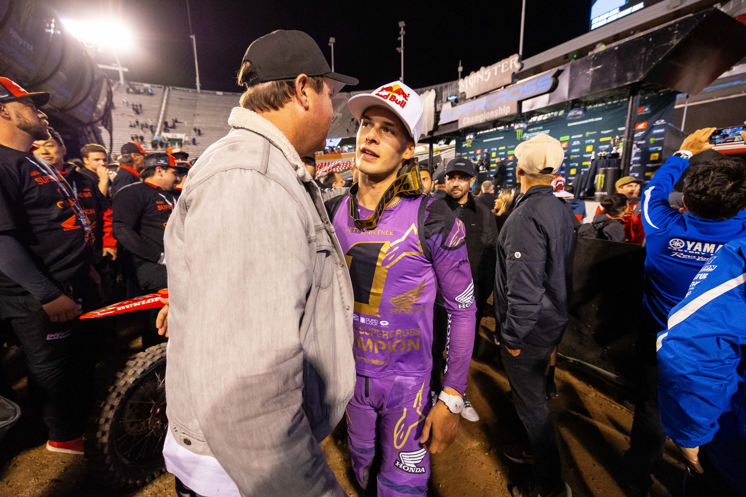 Mirtl and Jett Lawrence at the Salt Lake City Supercross finale.