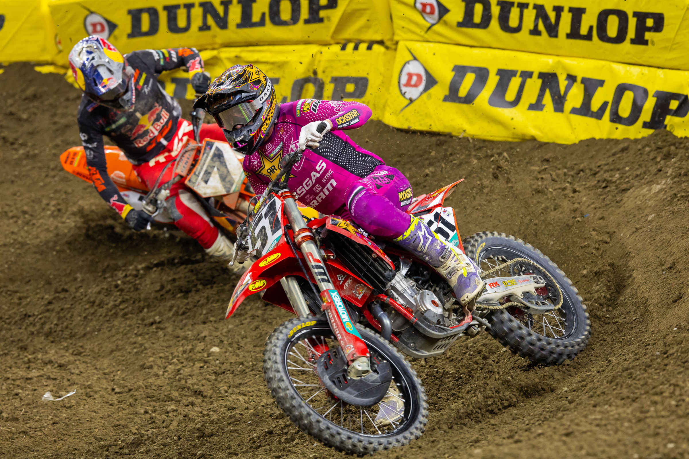 Barcia and Plessinger battled in the 450SX main event.