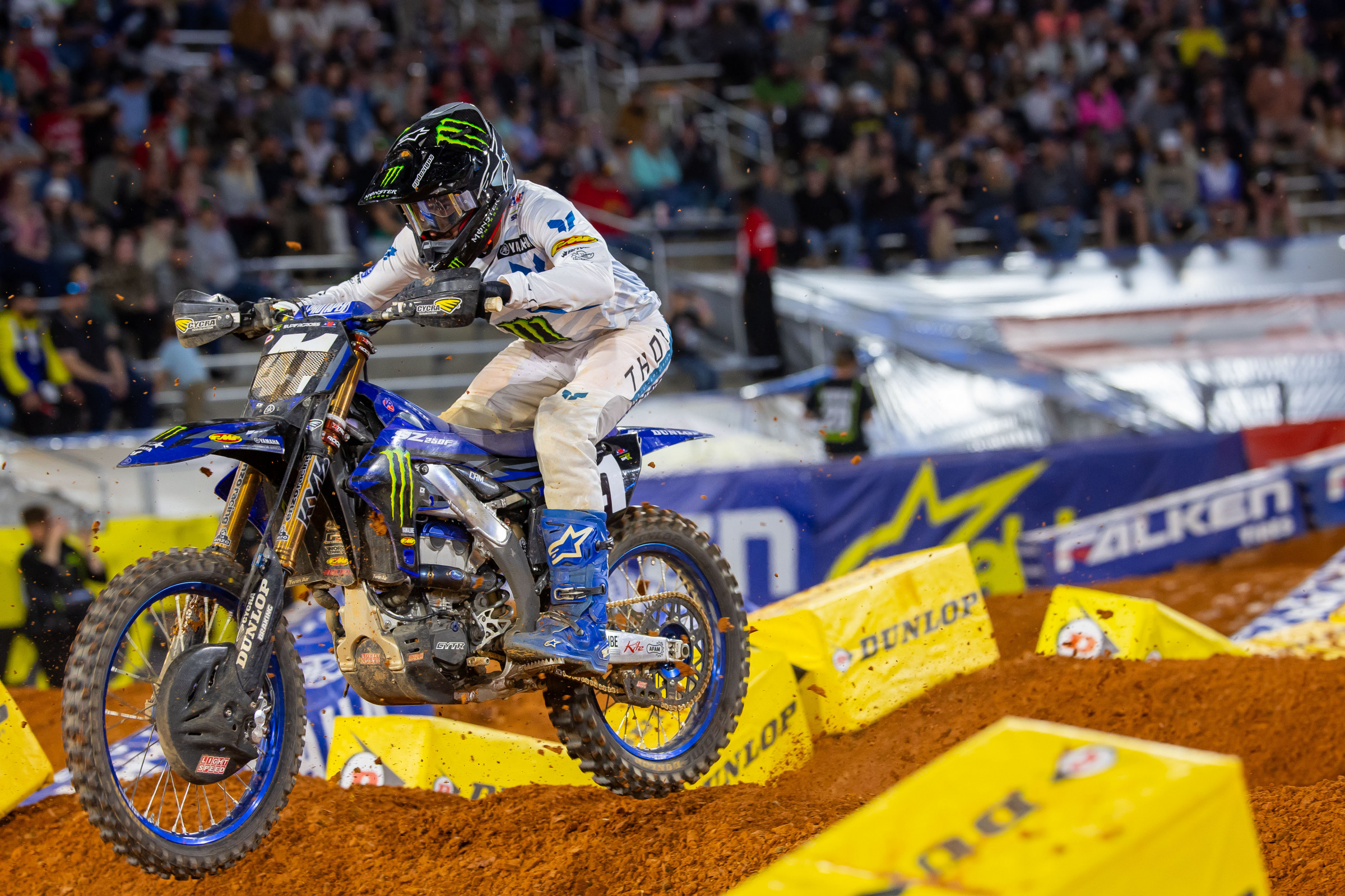 Nate Thrasher has been sporting hand guards on his YZ250F since his hand injury in February.