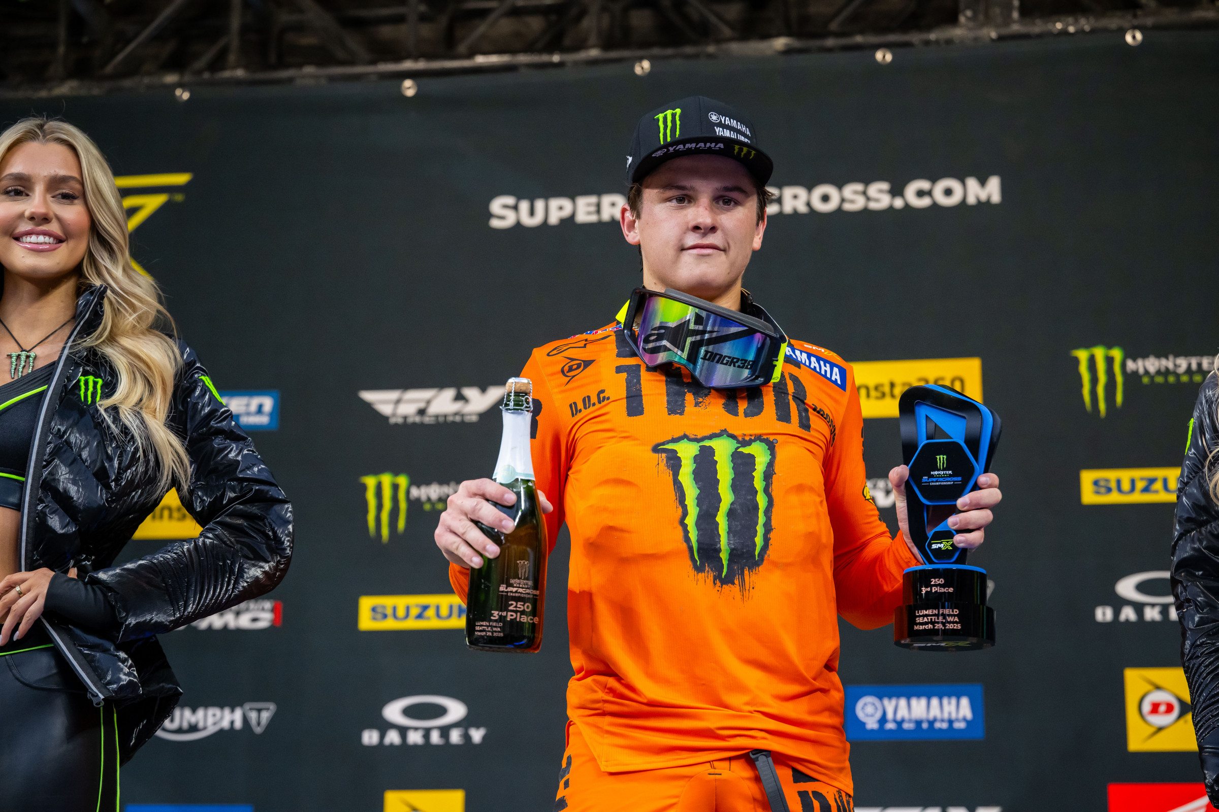 Haiden Deegan battled back to third after going down early in the 250SX main.