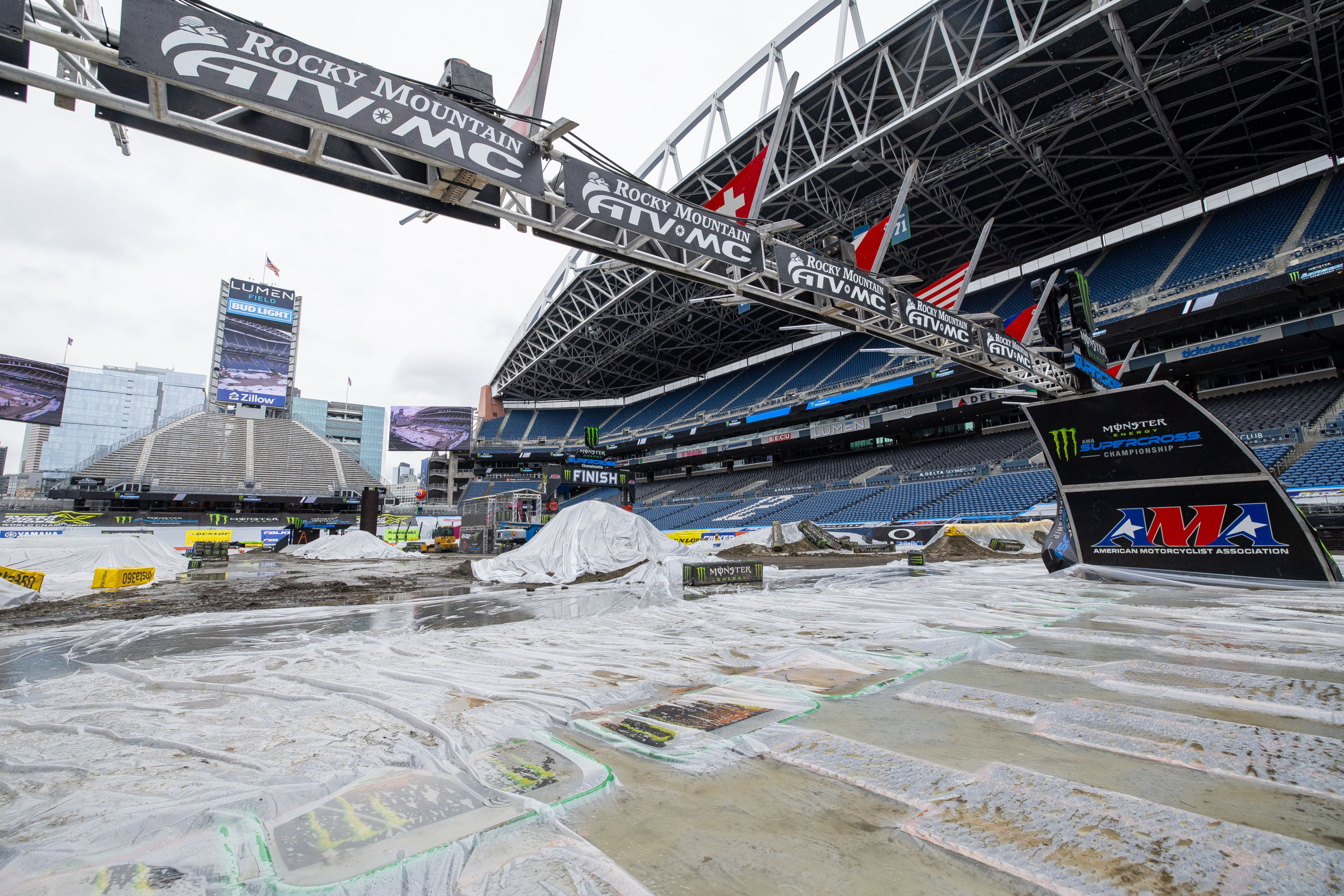 A wet week leading up to Saturday made for a difficult track in Seattle.