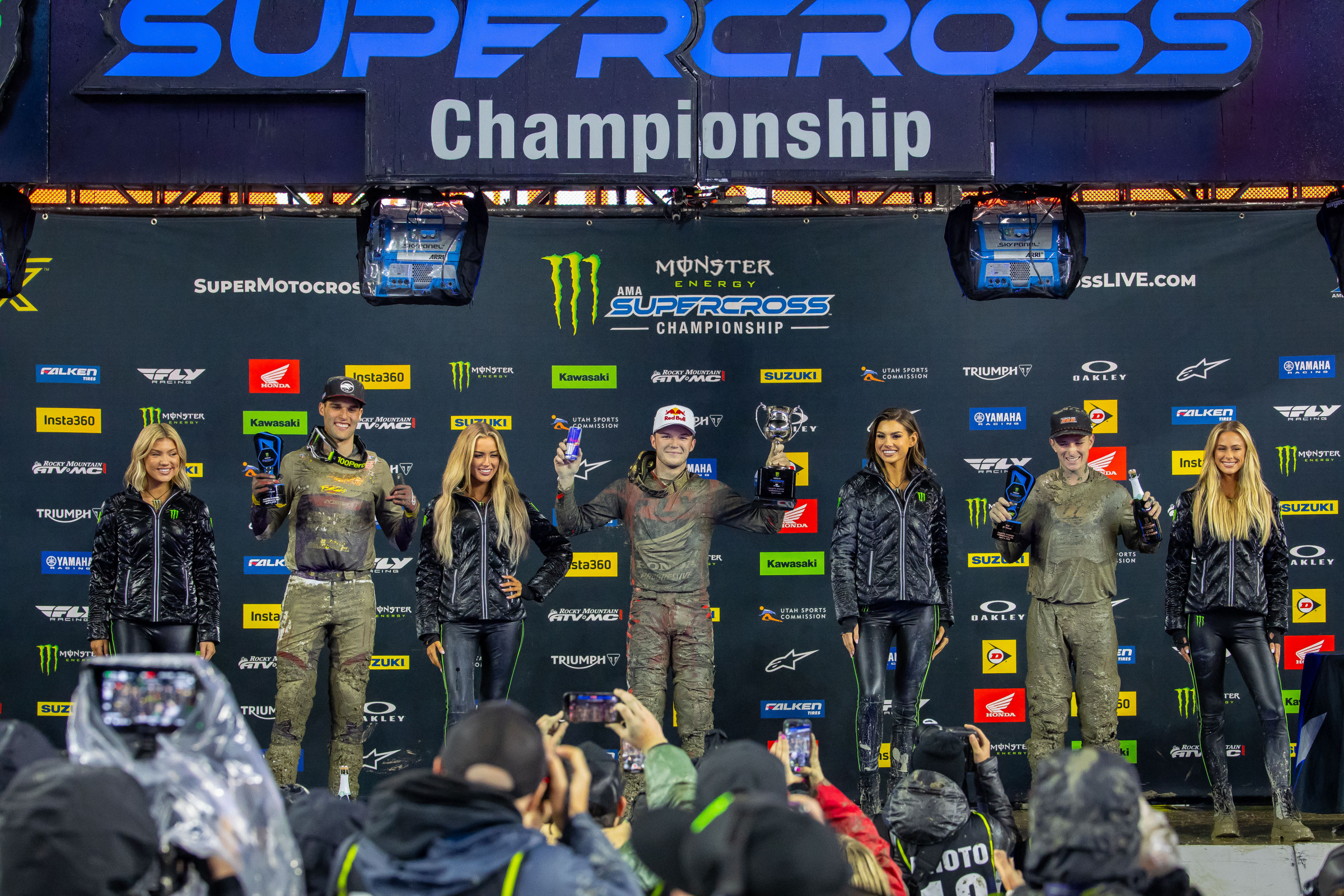 250SX Class podium (riders left to right) Cullin Park, Chance Hymas, and Gage Linville.