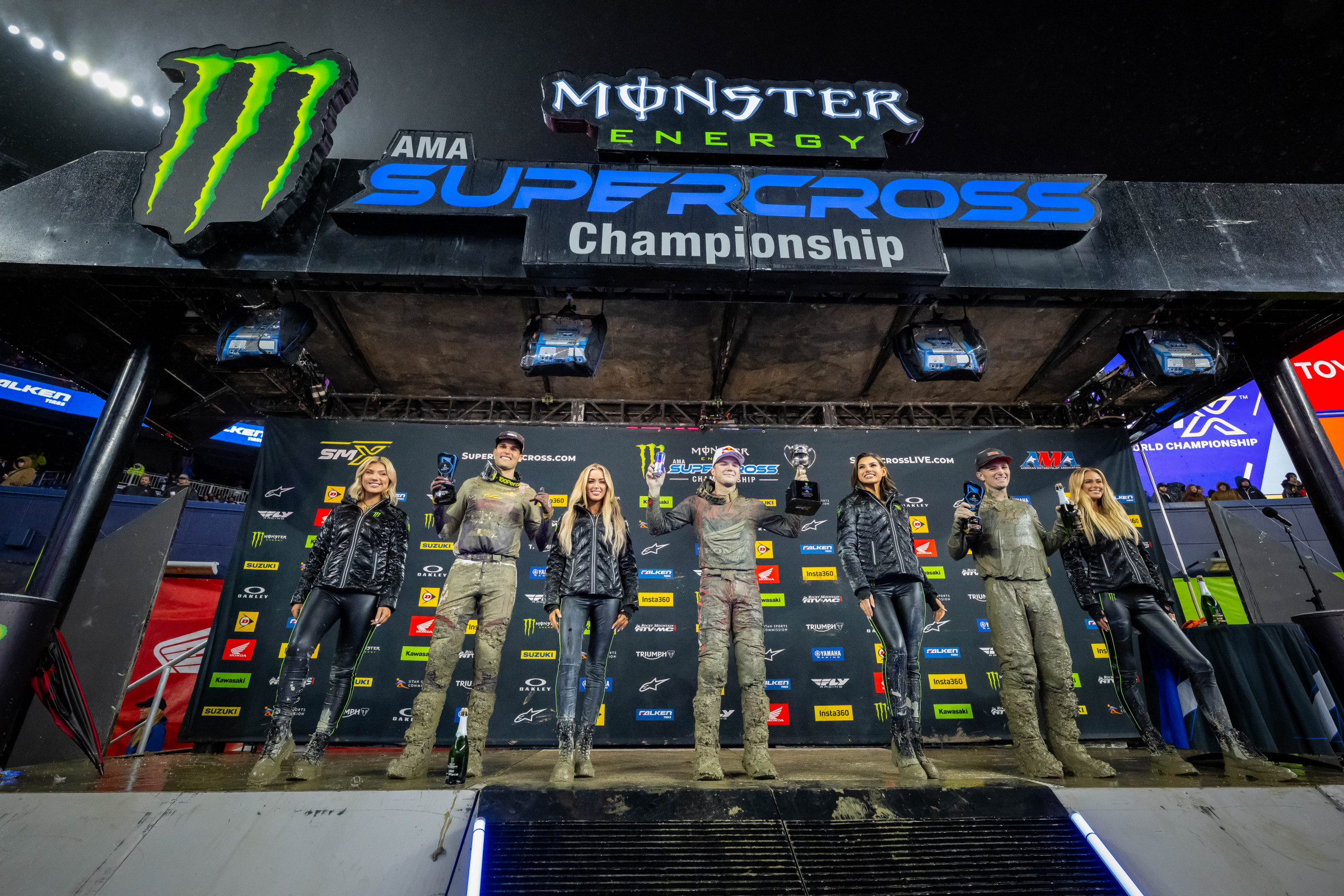 The 2025 Foxborough SX was a night people will remember for a long time, especially the 250SX podium trio. (Left to right) Cullin Park, Chance Hymas, and Gage Linville all three riders scored their maiden 250SX podiums!