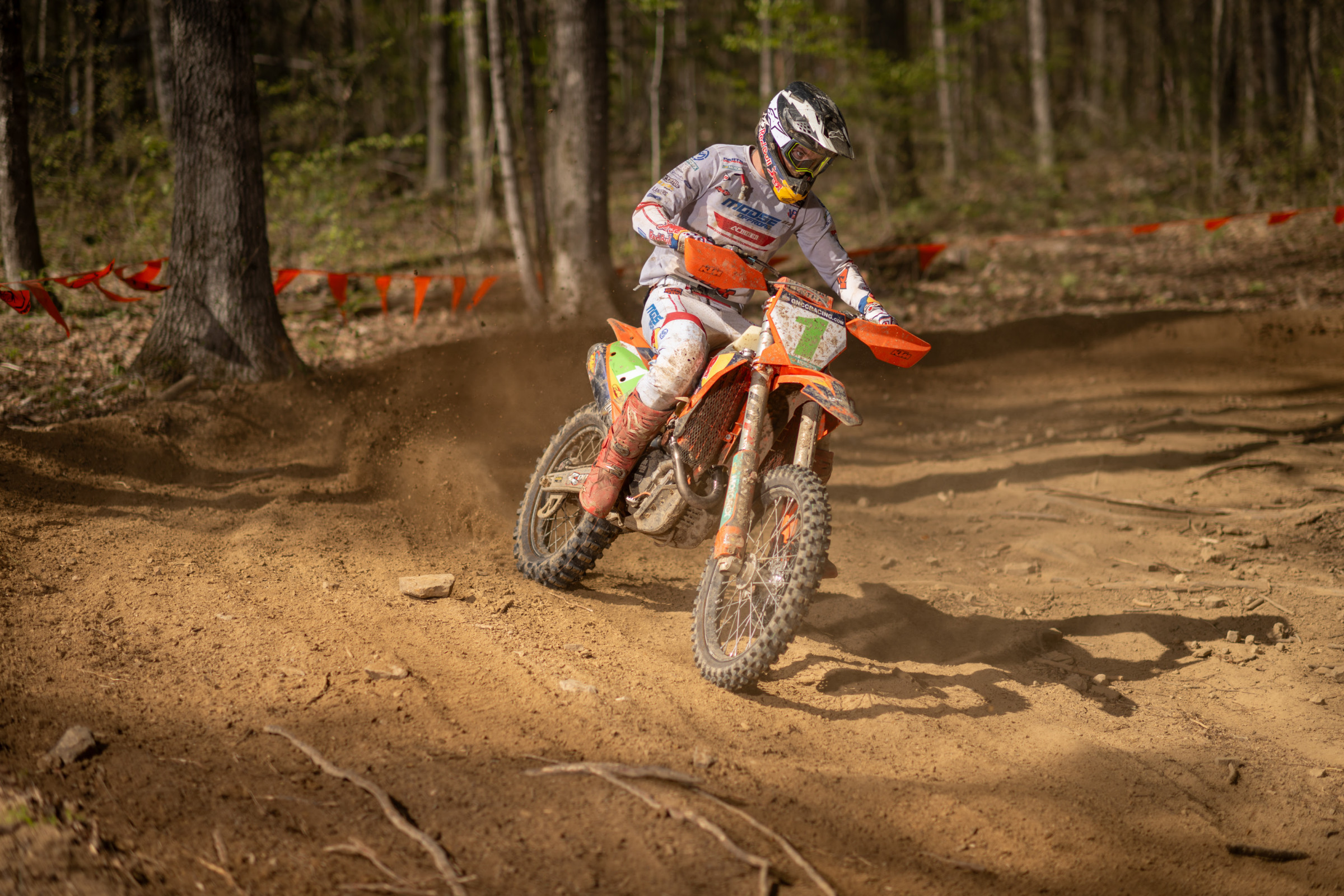 Starting from the second row and riding a 250F, Grant Davis was a close second overall again and is second overall in GNCC points. Veterans are very impressed with his riding and are struggling to keep him behind them!